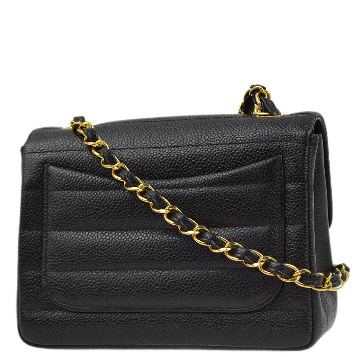 Luxury Chanel * 1994-1996 Black Caviar Mini Classic Square Flap Shoulder Bag 17
