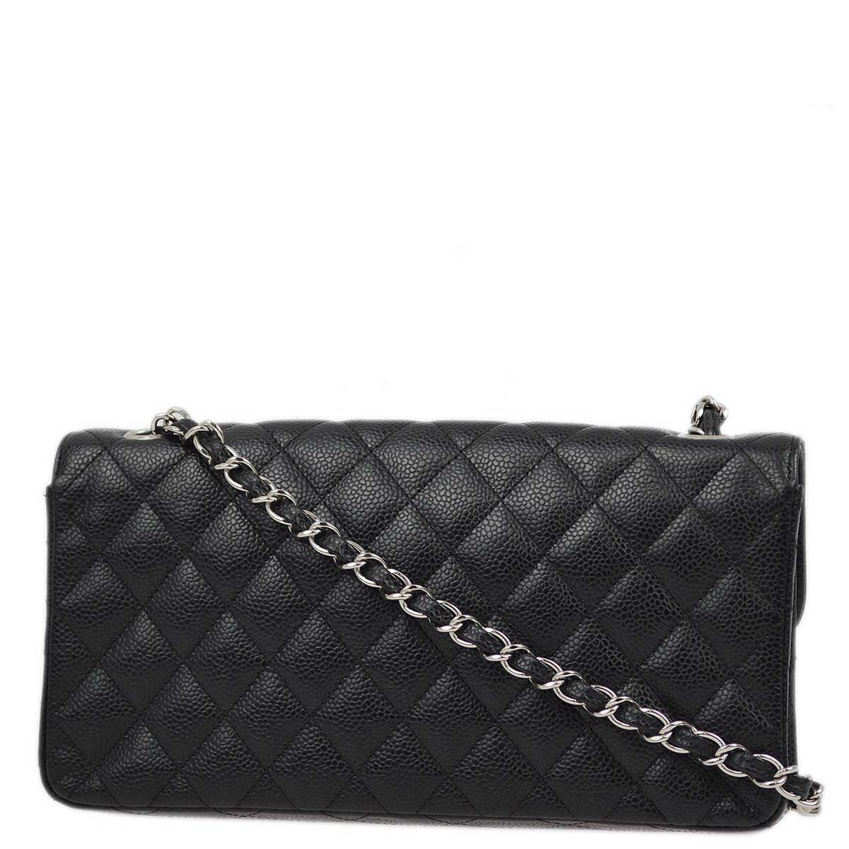 Luxury Chanel 2005-2006 Black Caviar East West Shoulder Bag