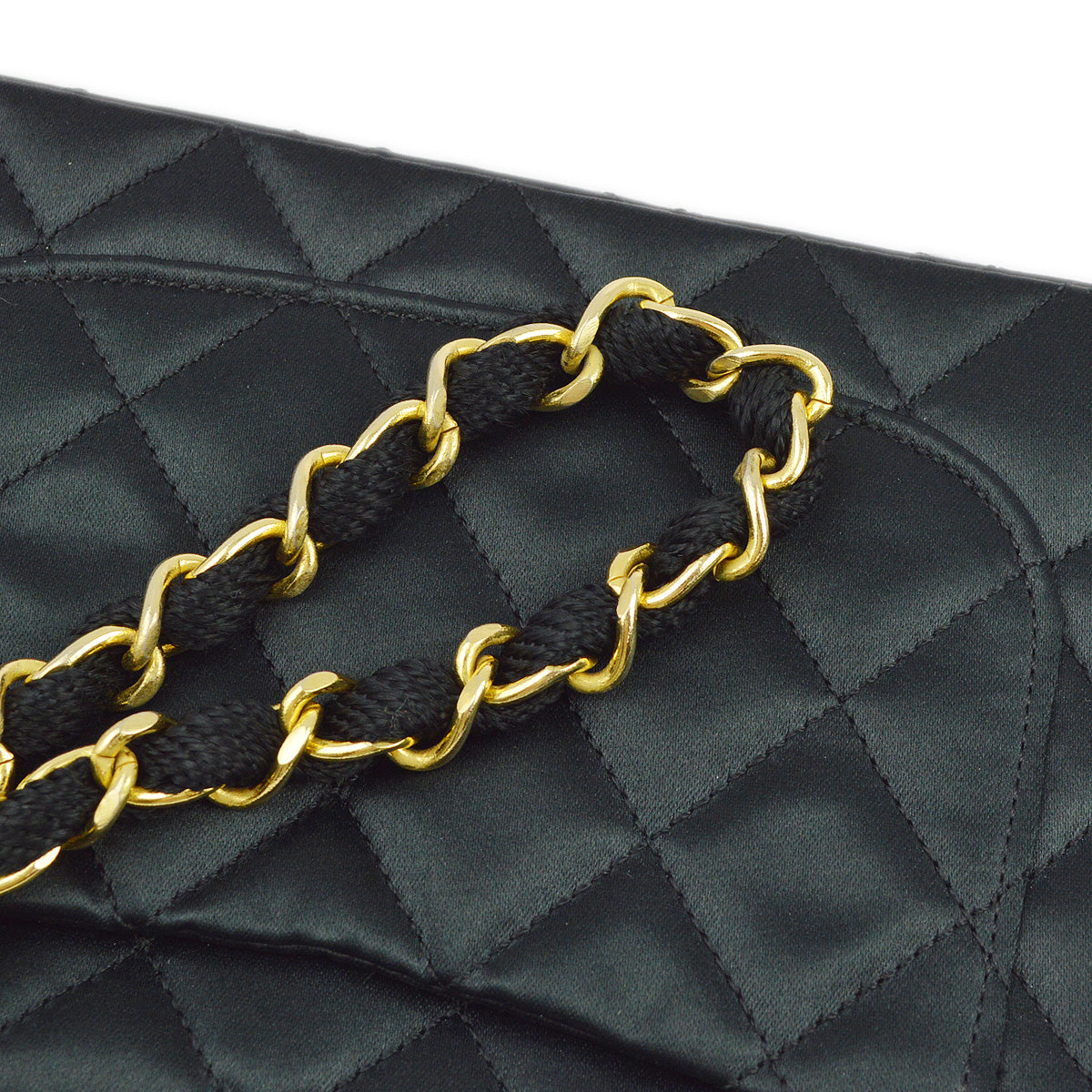 Luxury Chanel 1989-1991 Black Satin Mini Classic Square Flap Shoulder Bag 17