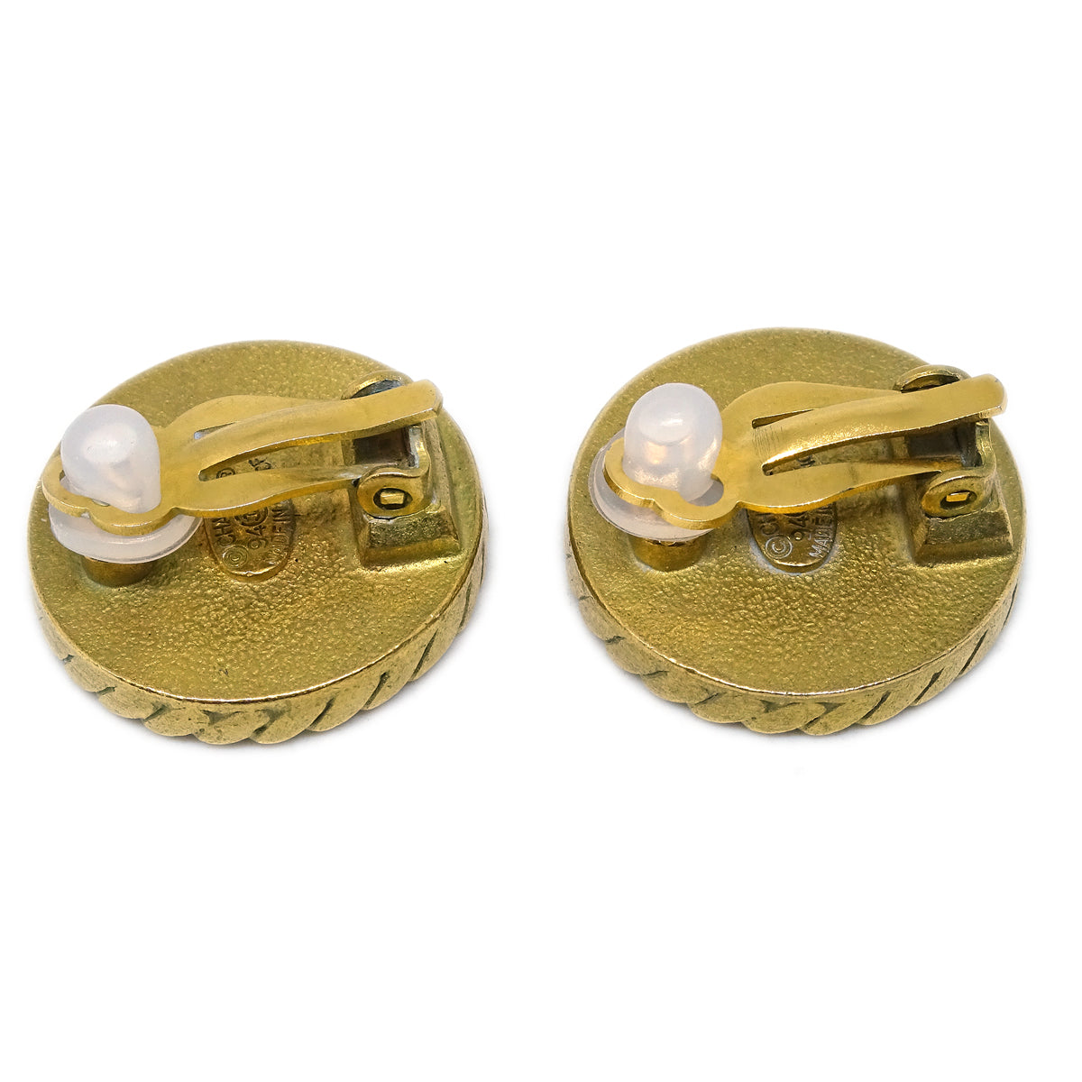 Luxury Chanel Black Button Earrings Clip-On 94A