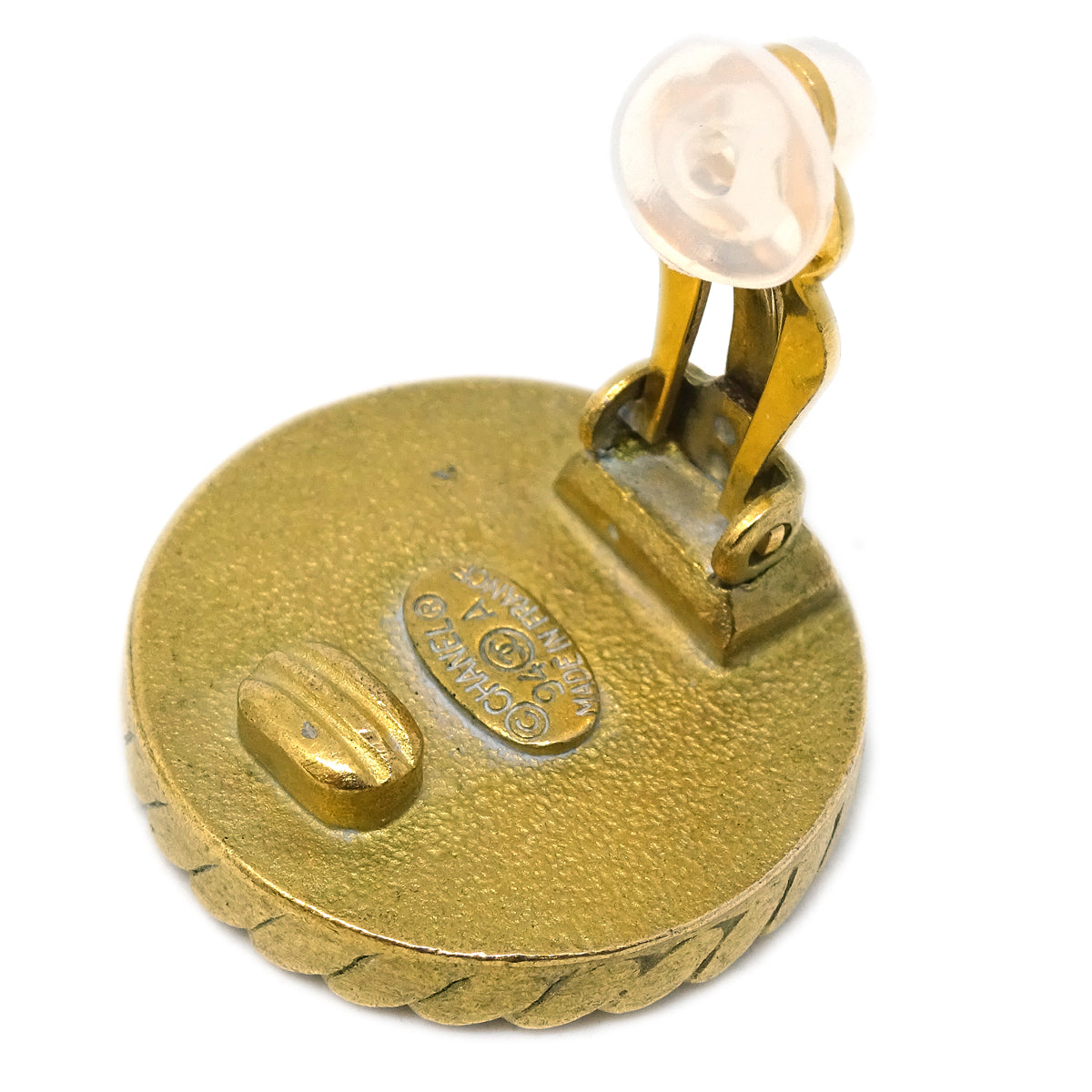 Luxury Chanel Black Button Earrings Clip-On 94A