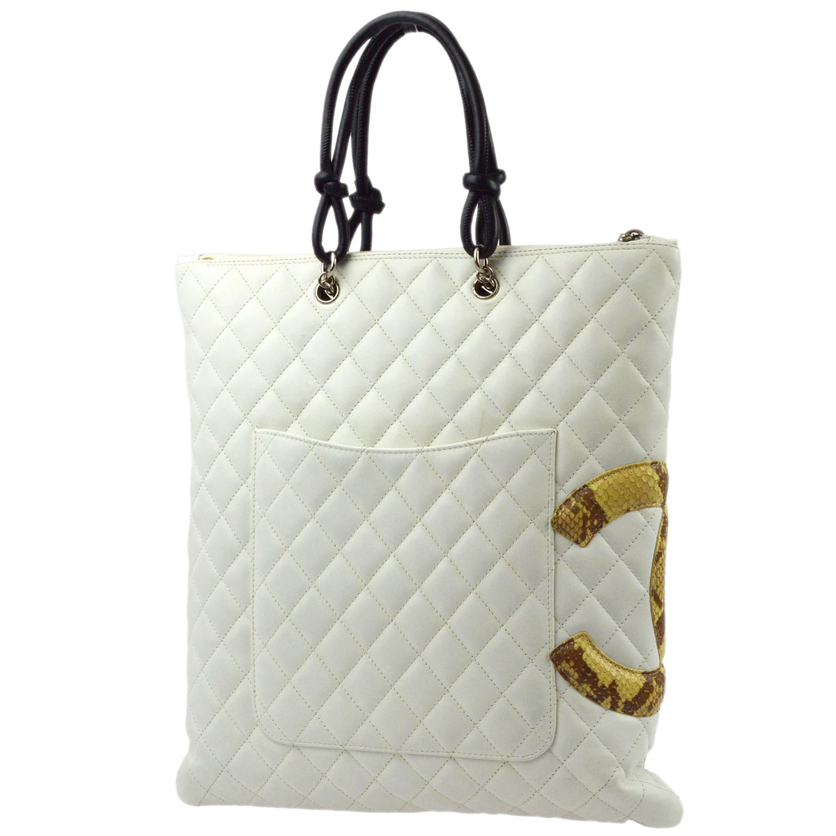 Luxury Chanel 2004-2005 White Calfskin Cambon Ligne Tote Handbag