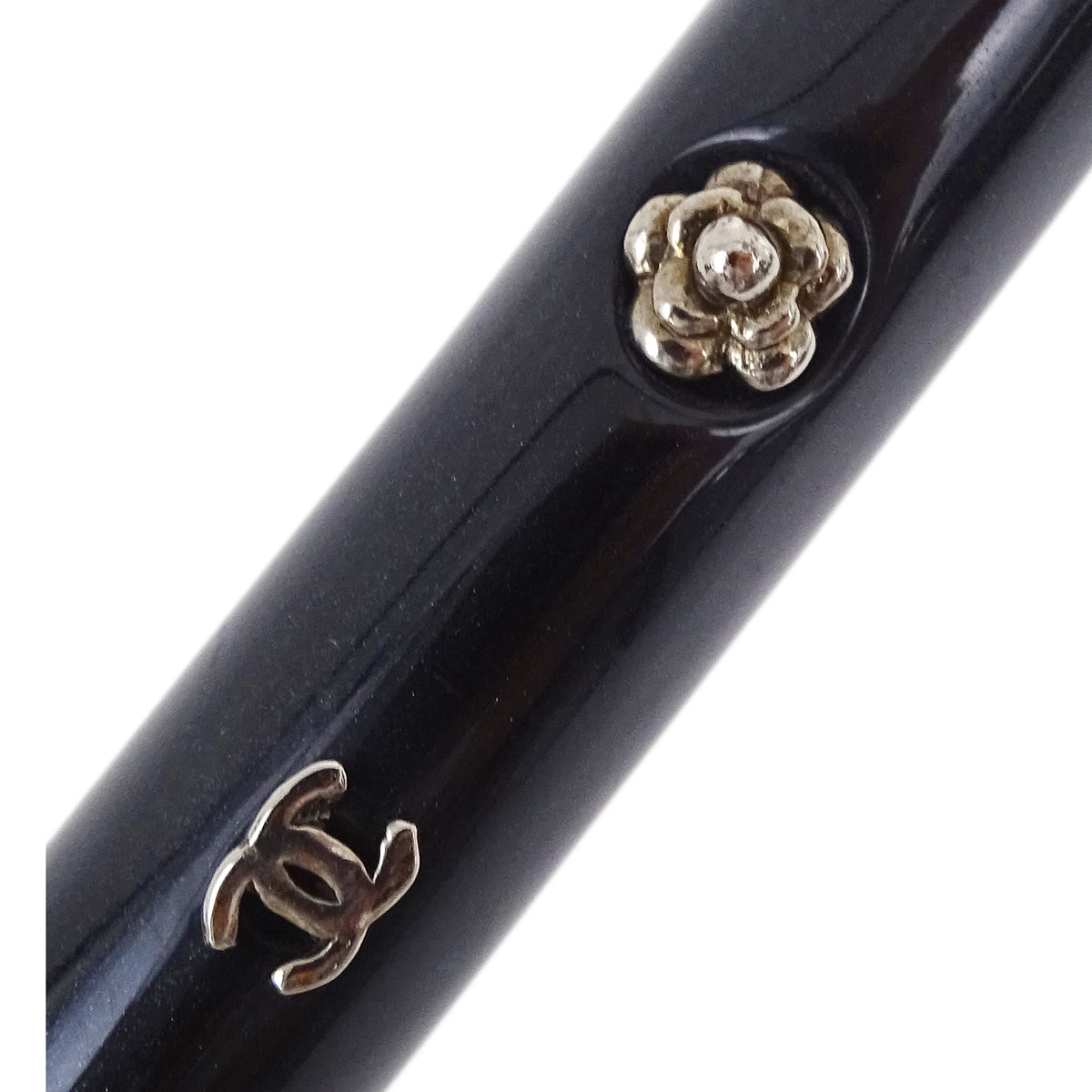 Luxury Chanel Hair Clip Hairpin Barrette Black 02A