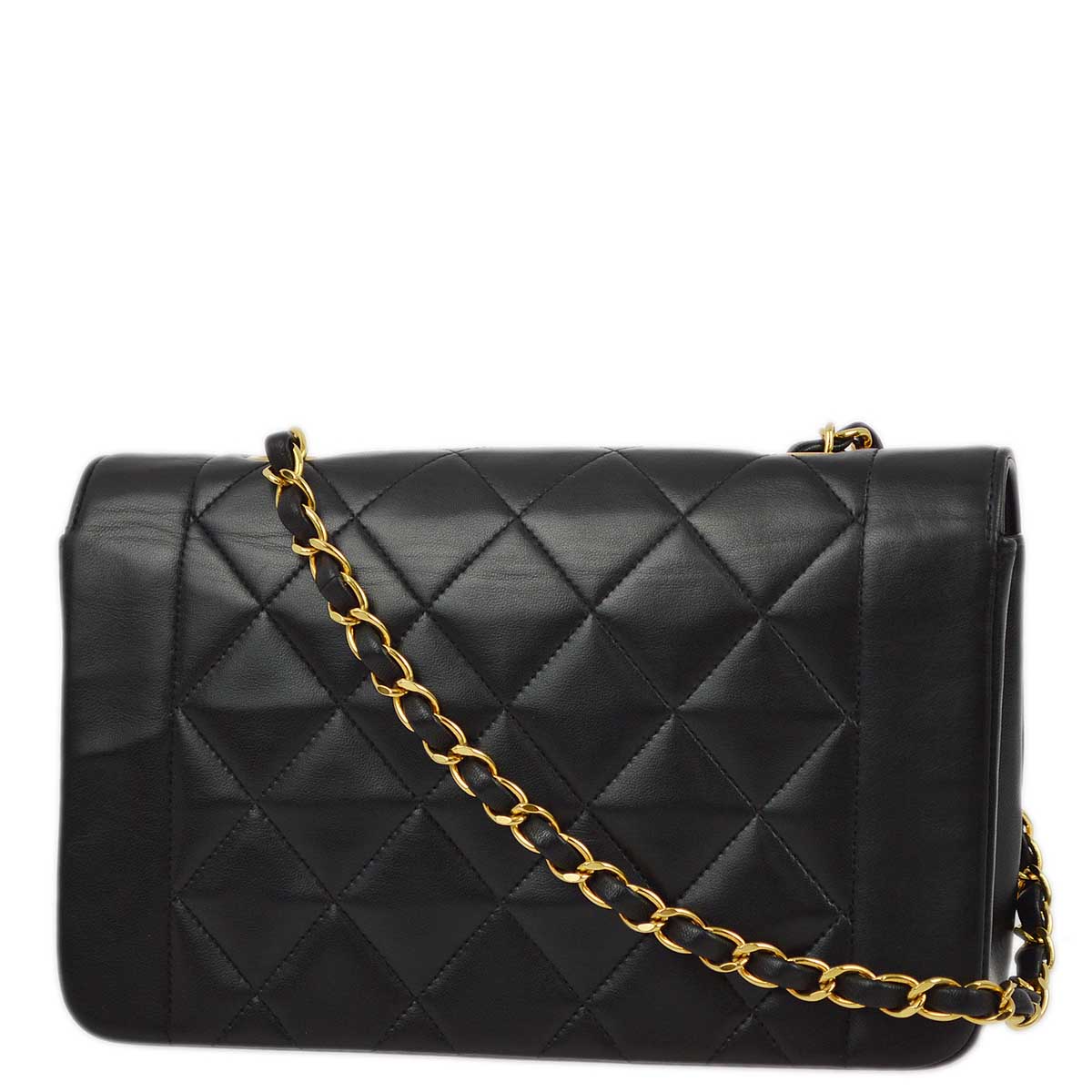 Luxury Chanel 1996-1997 Black Lambskin Small Diana Shoulder Bag