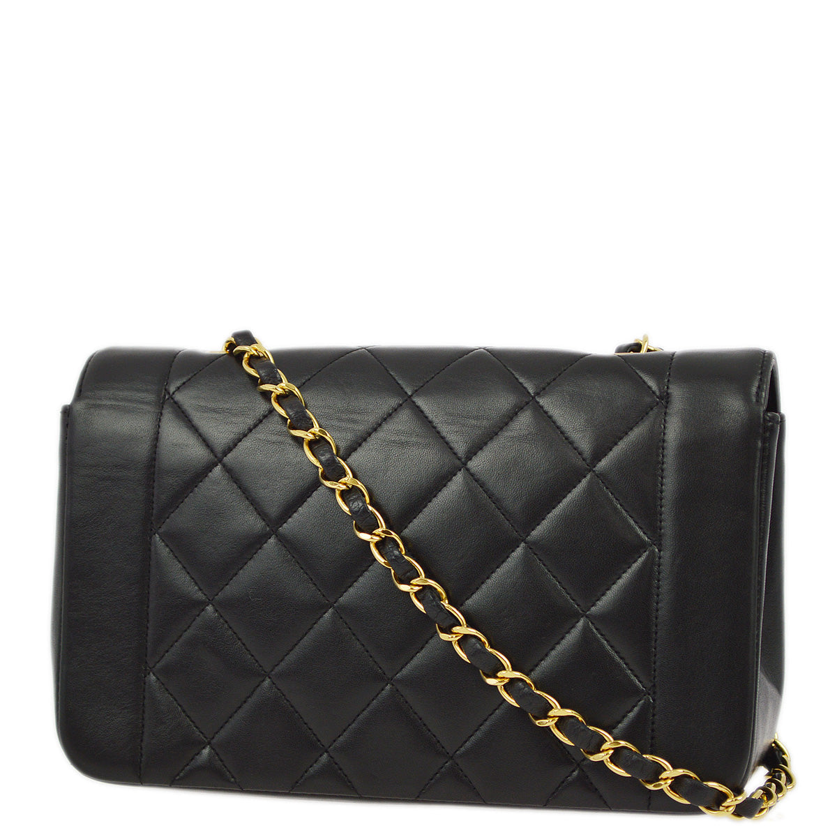 Luxury Chanel 1994-1996 Black Lambskin Small Diana Shoulder Bag