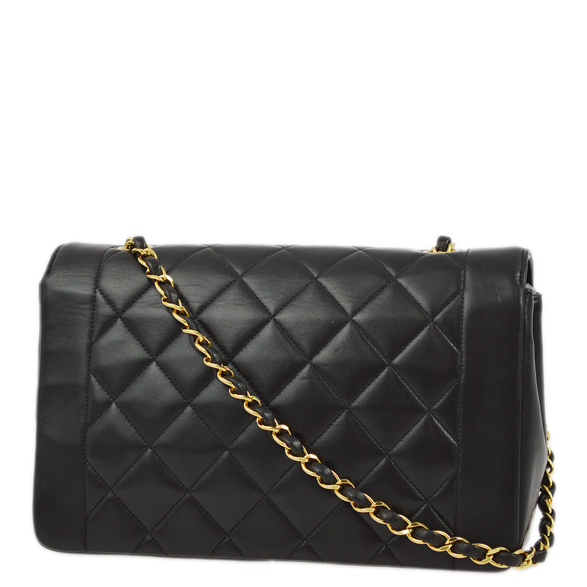 Luxury Chanel 1991-1994 Black Lambskin Medium Diana Shoulder Bag