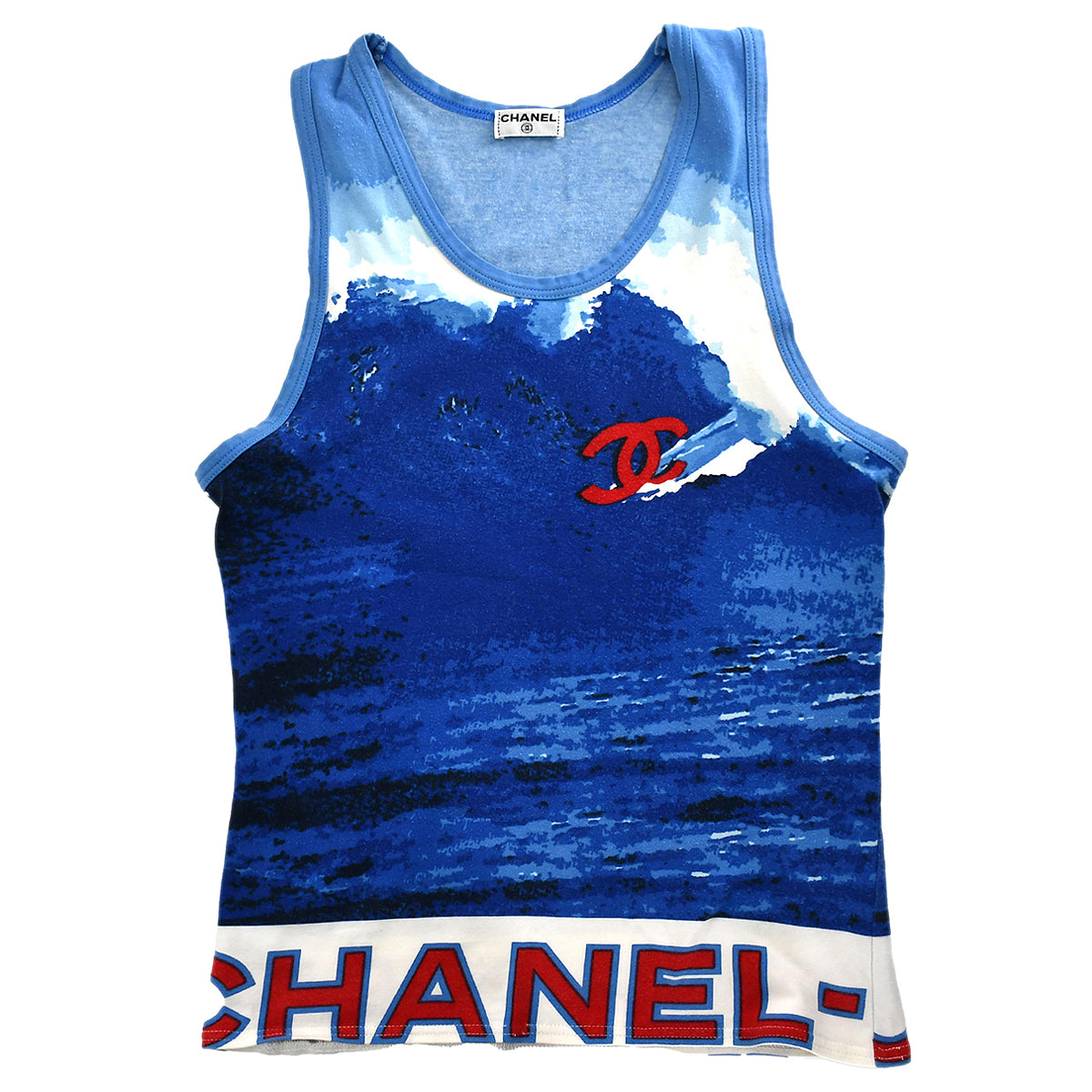 Luxury Chanel Surf Line Sleeveless Top Blue