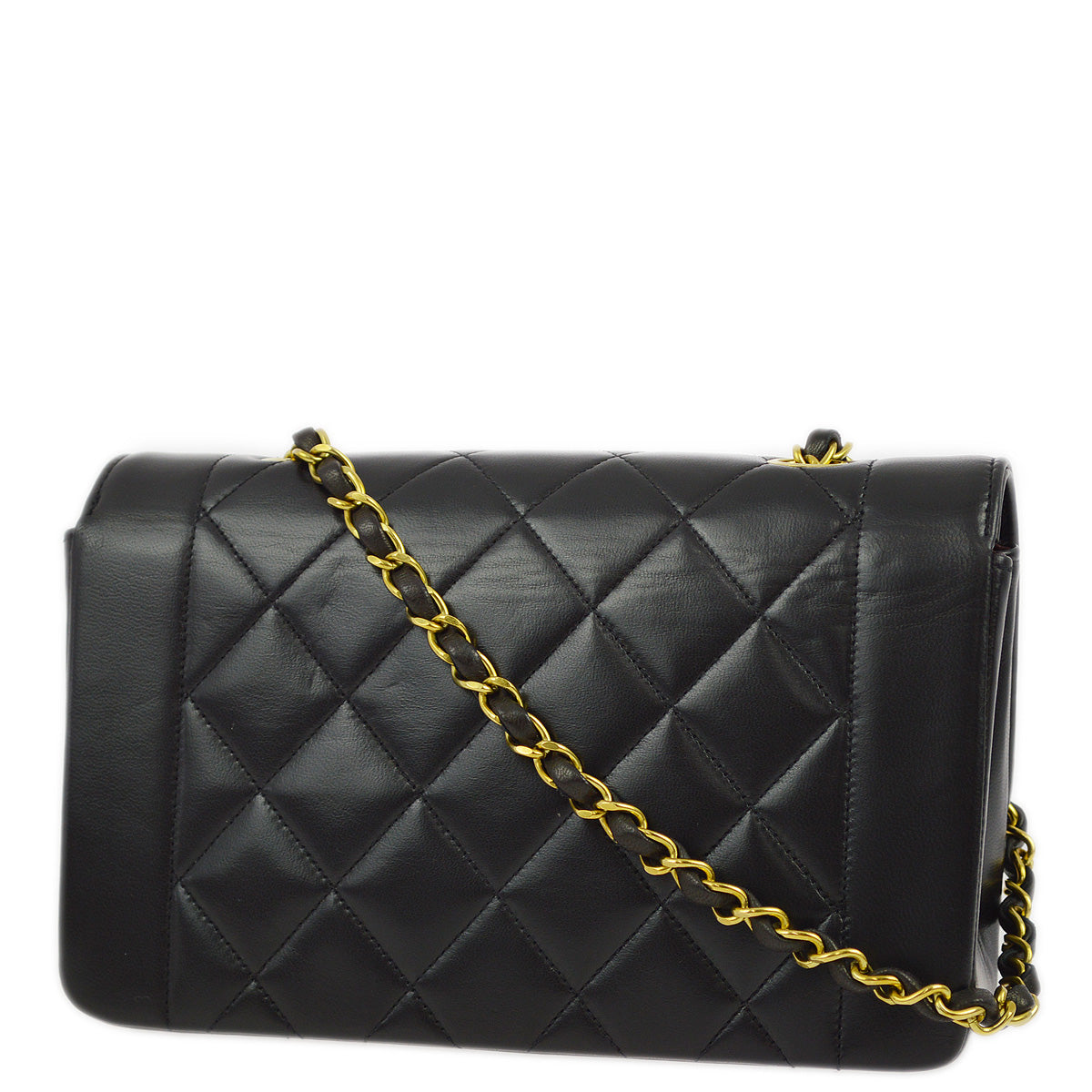 Luxury Chanel 1994-1996 Black Lambskin Small Diana Shoulder Bag