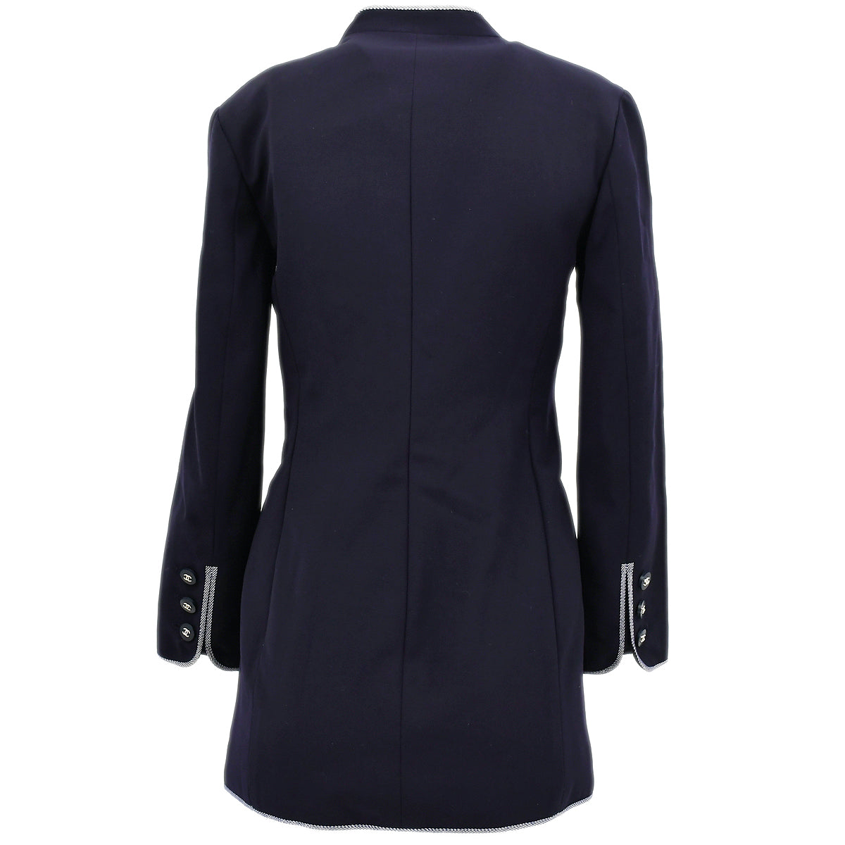 Luxury Chanel Single Breasted Jacket Navy 96P #34