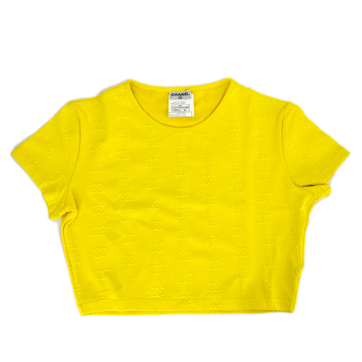 Luxury Chanel Cropped T-shirt Top Yellow 97P #40