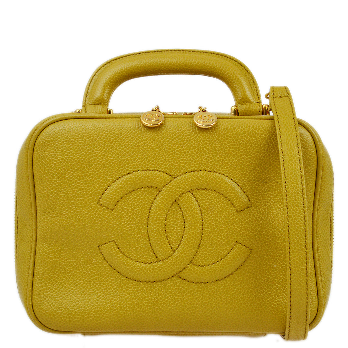 Luxury Chanel 1997-1999 Light Green Caviar 2way Vanity Handbag
