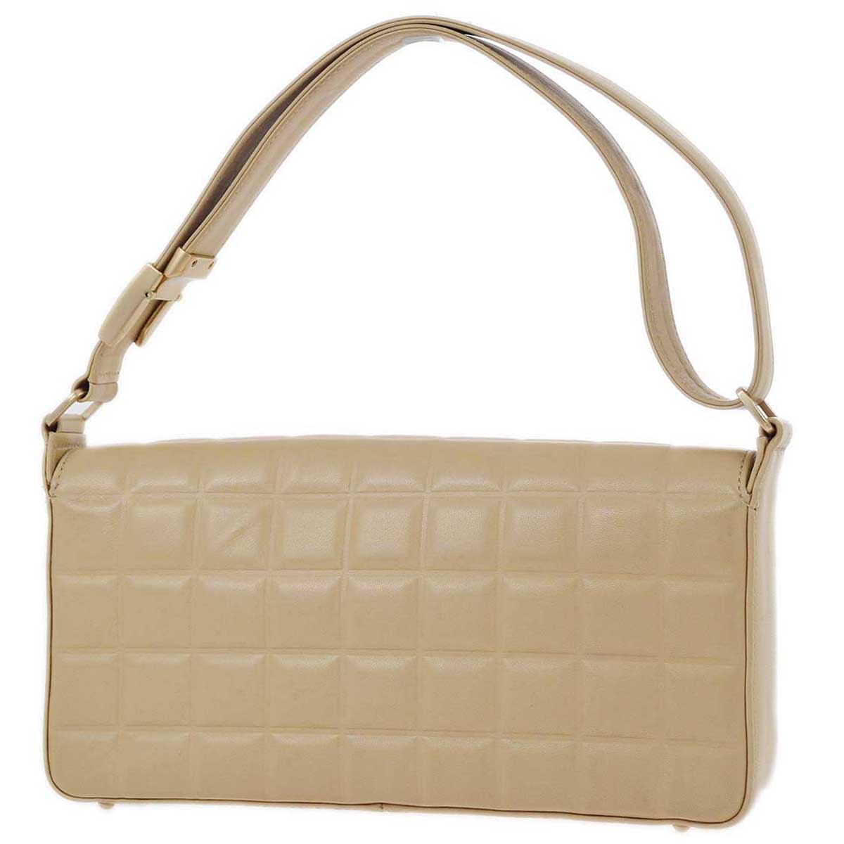 Luxury Chanel 2003-2004 Beige Lambskin Choco Bar Shoulder Bag
