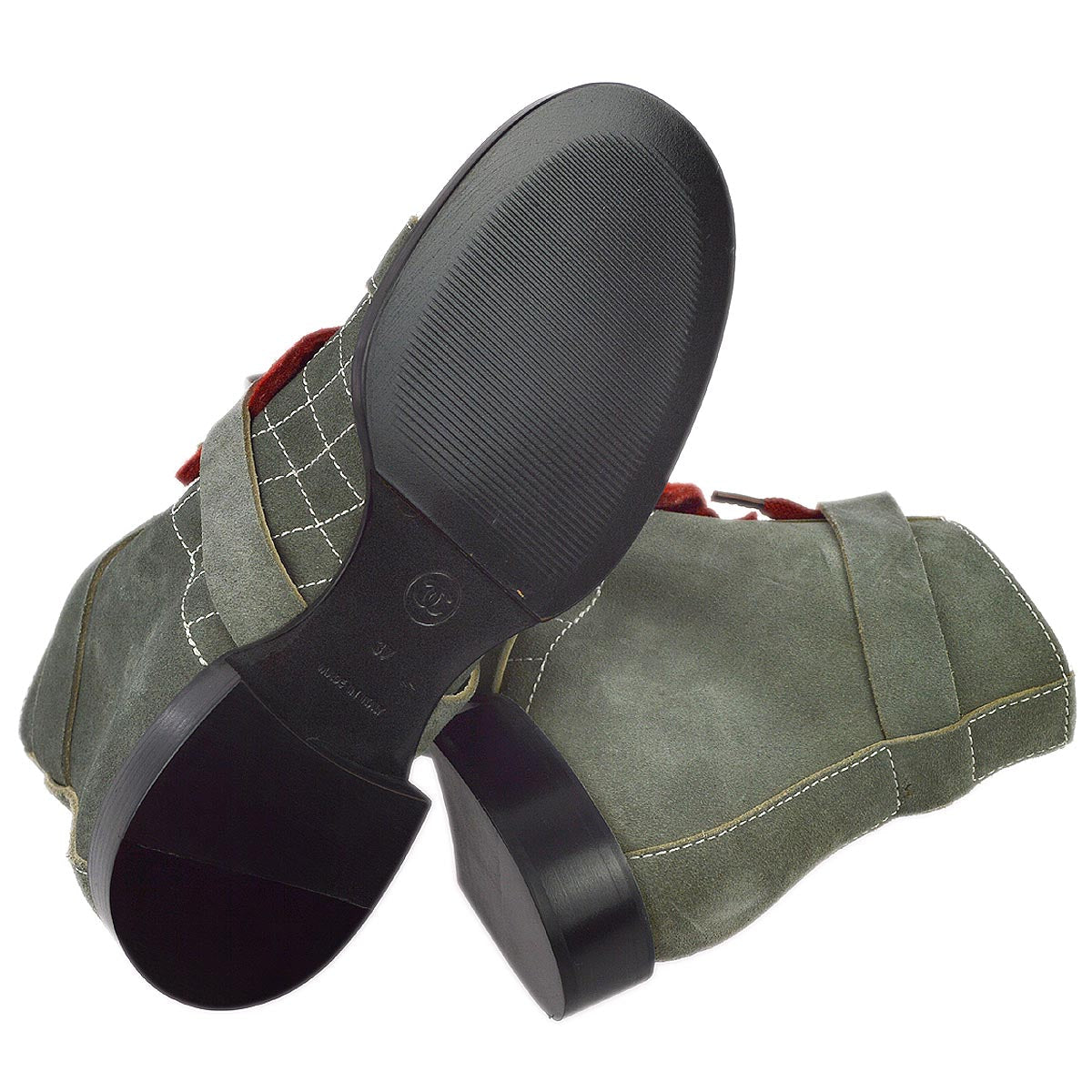 Luxury Chanel * Gray Suede Short Boots Shoes #37