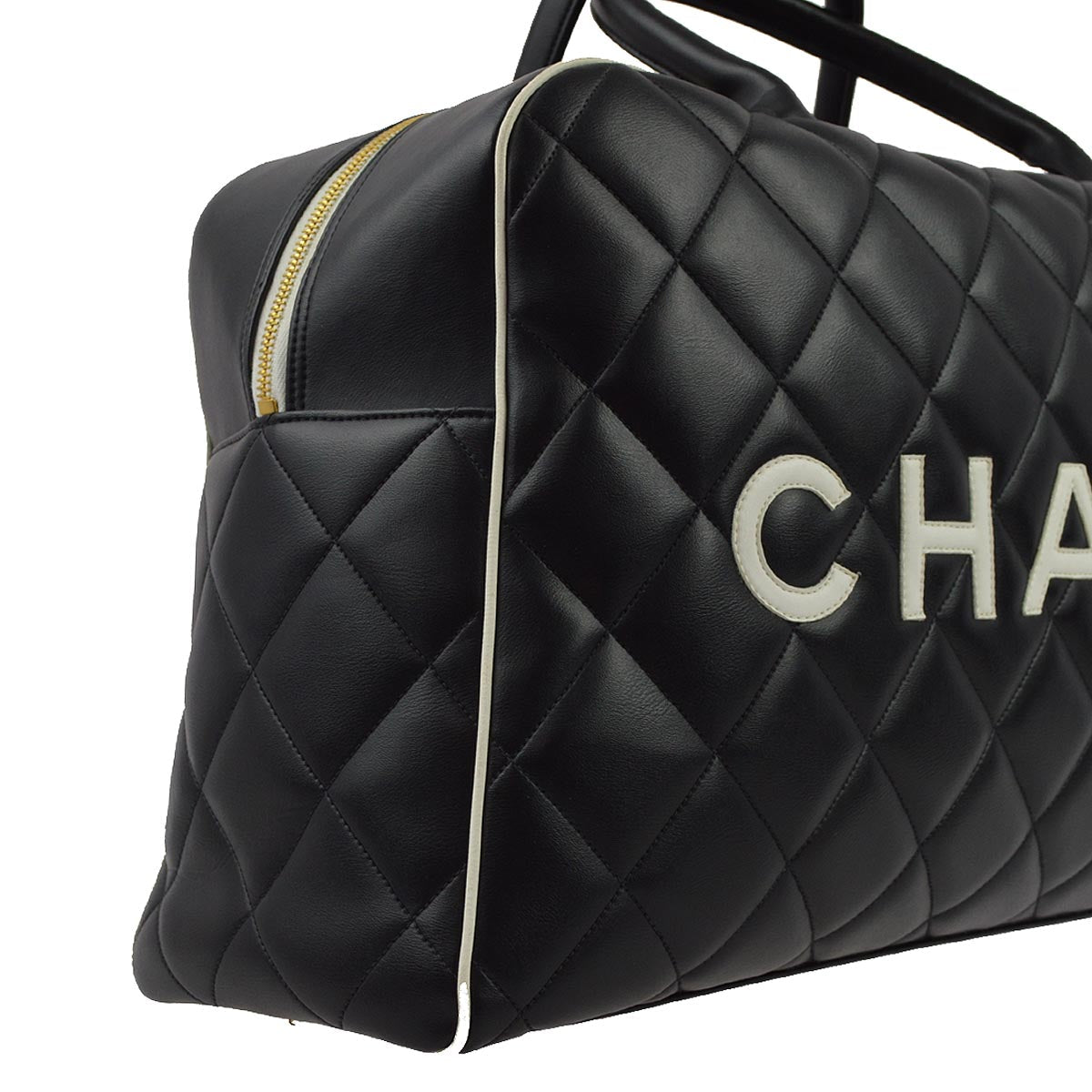Luxury Chanel * 1994-1996 Black Calfskin Travel Bowling Bag