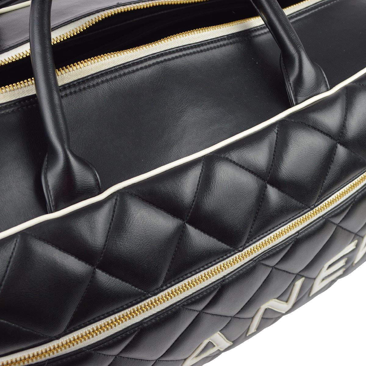 Luxury Chanel * 1994-1996 Black Calfskin Travel Bowling Bag