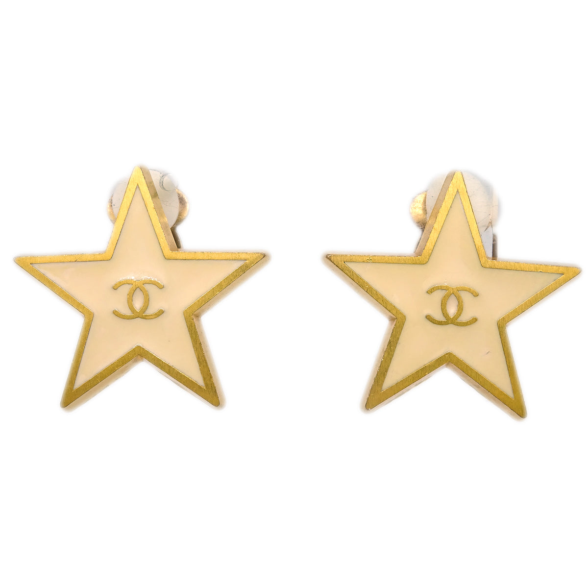 Luxury Chanel Star Earrings Clip-On White 01P
