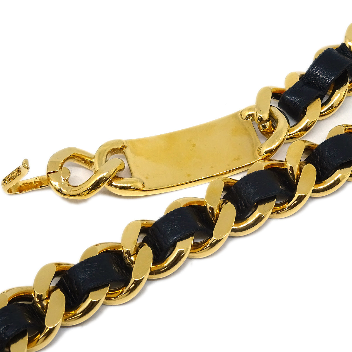 Luxury Chanel Gold Black Medallion Chain Belt 95P Small New
