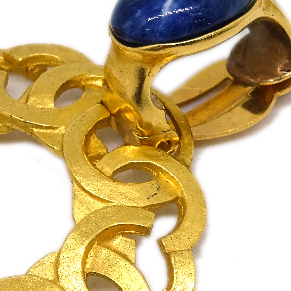 Luxury Chanel Hoop Dangle Earrings Clip-On Gold 95A