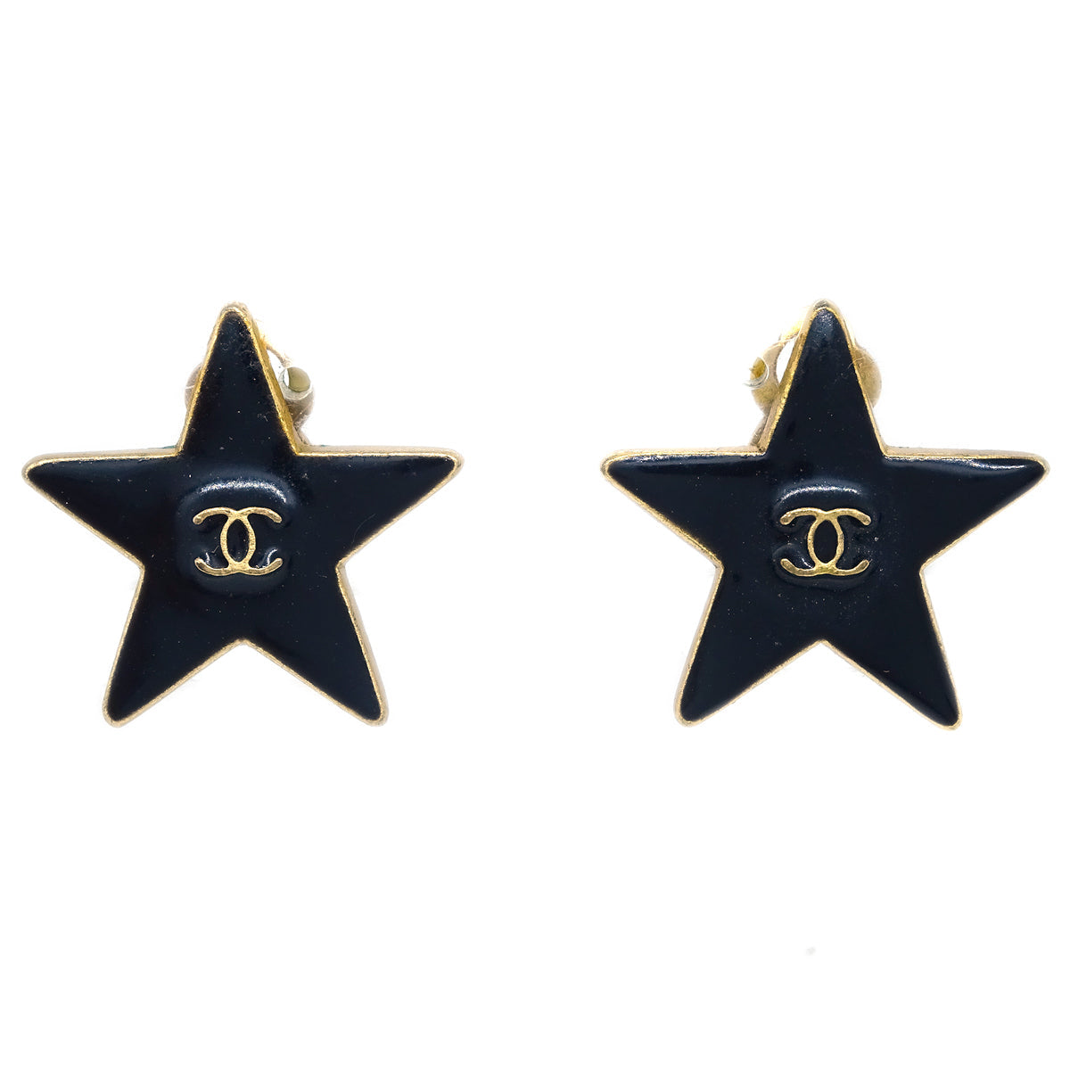 Luxury Chanel Star Earrings Clip-On Black 03A