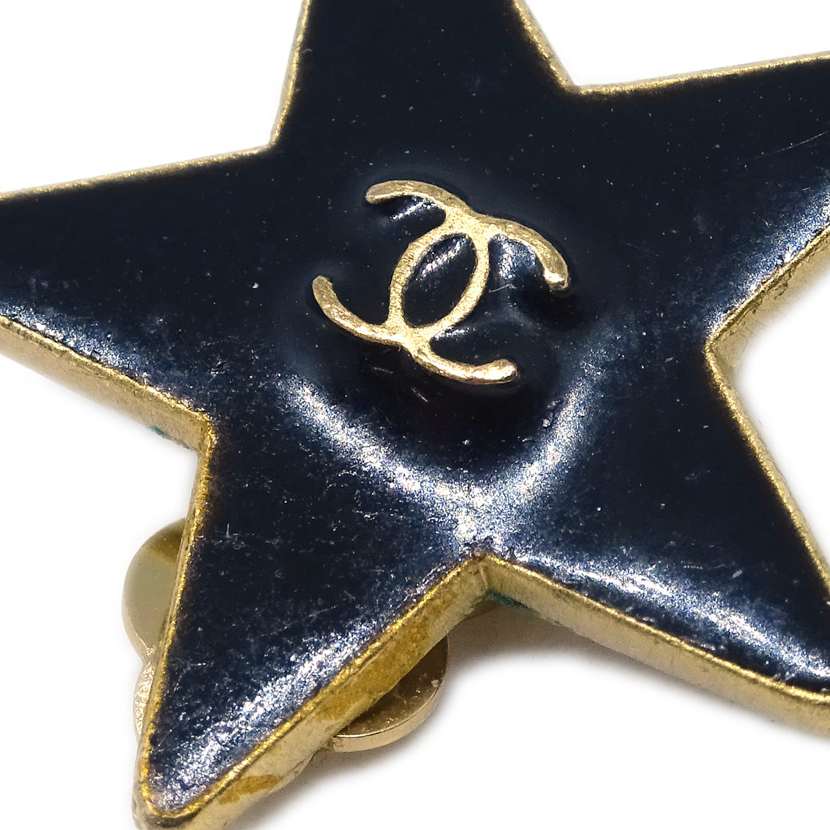 Luxury Chanel Star Earrings Clip-On Black 03A