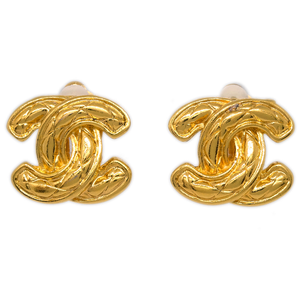Luxury Chanel Gold CC Earrings Clip-On 2433