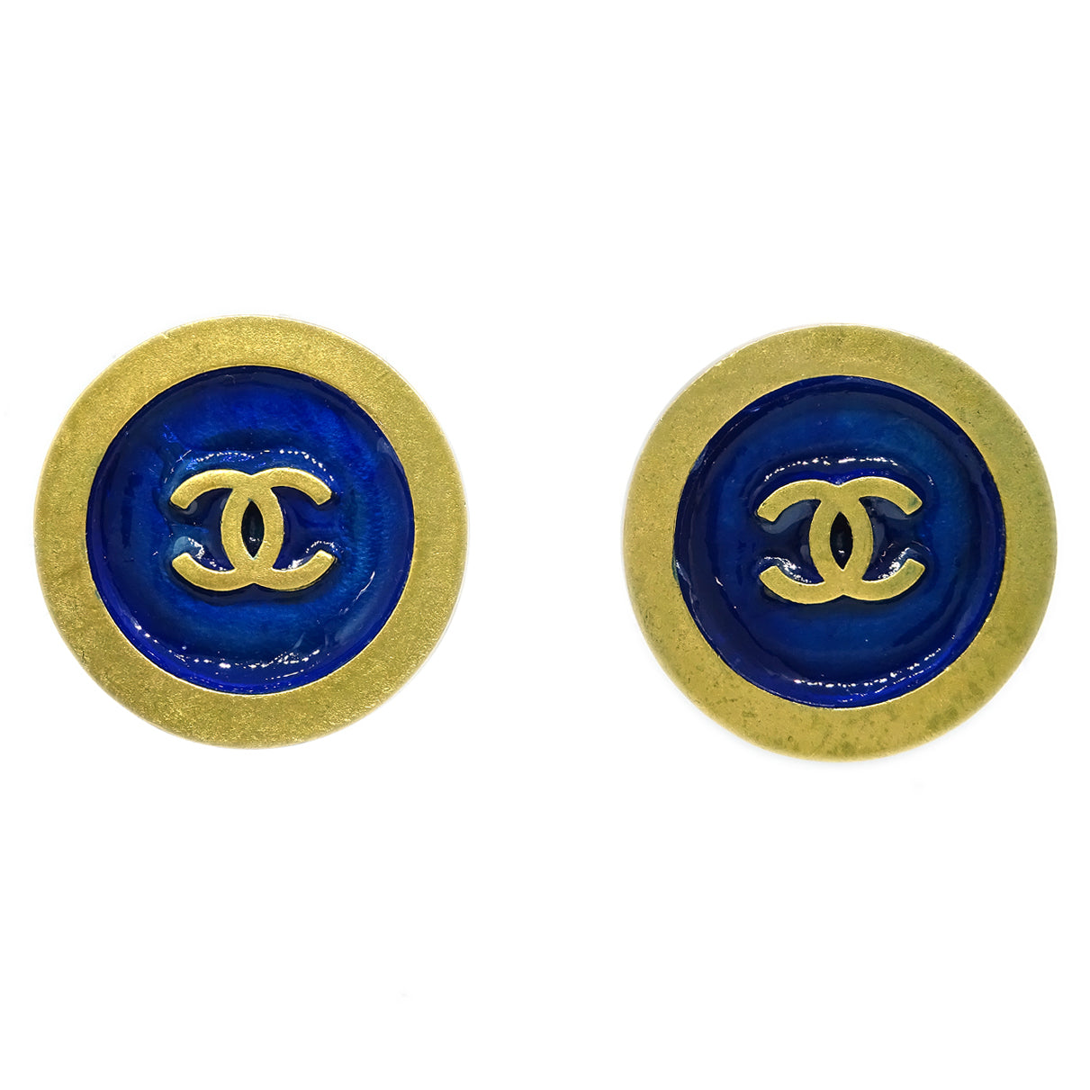Luxury Chanel Gold Gripoix Button Earrings Clip-On 94P