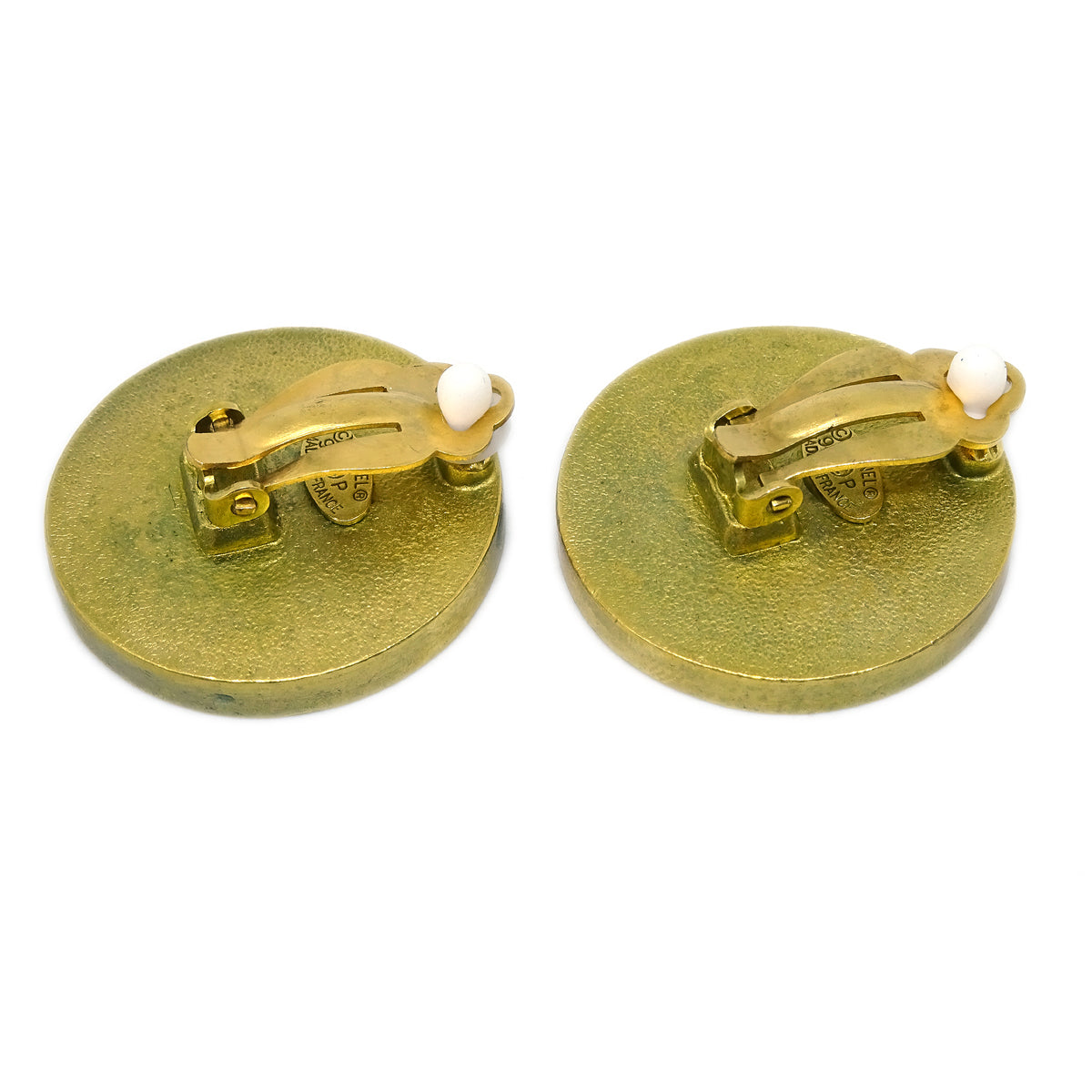 Luxury Chanel Gold Gripoix Button Earrings Clip-On 94P