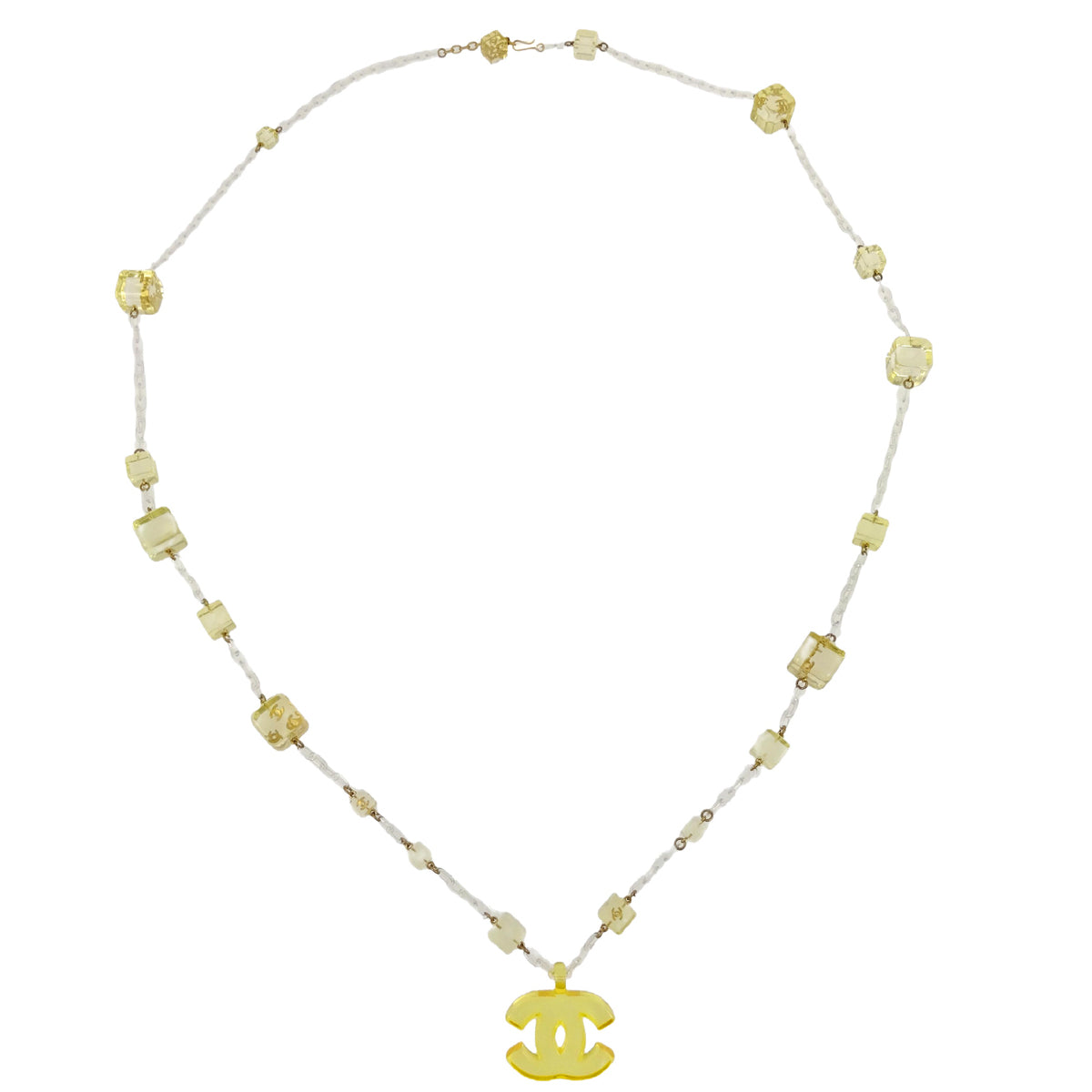 Luxury Chanel CC Pendant Necklace Yellow 01P