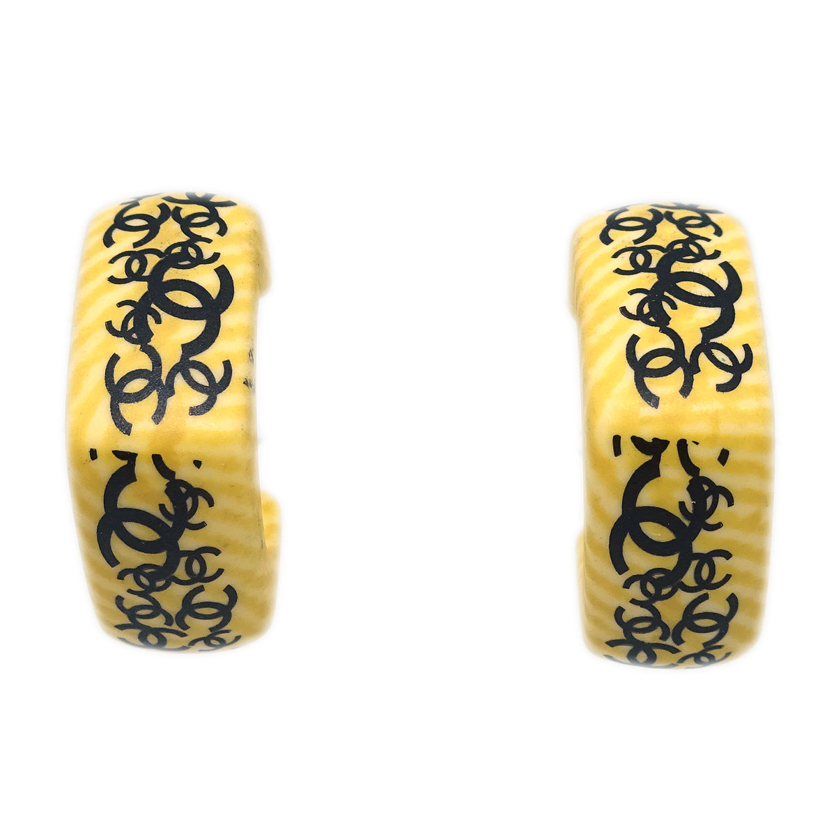 Luxury Chanel Pierced Earrings Yellow Acrylic 02P