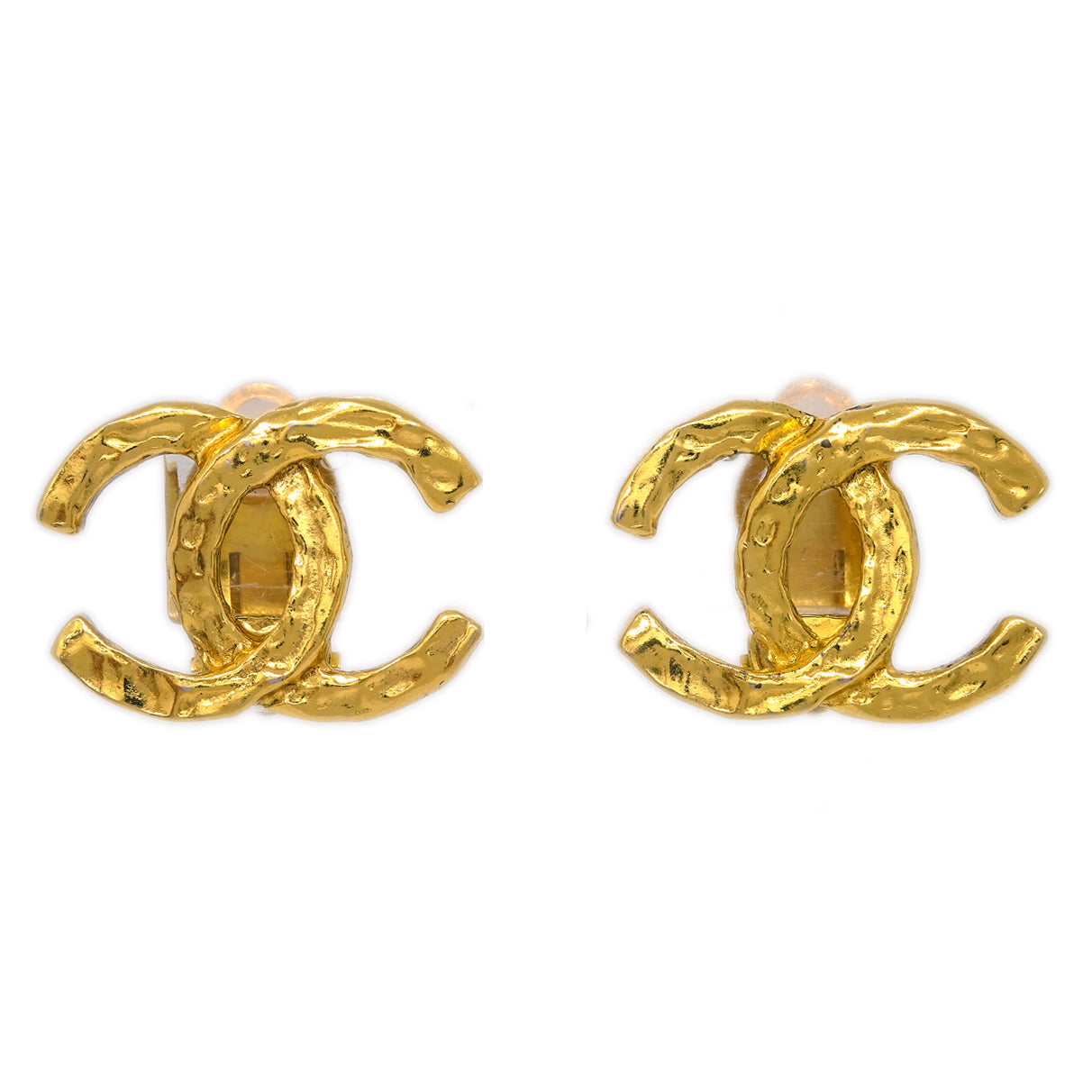 Luxury Chanel Gold CC Earrings Clip-On