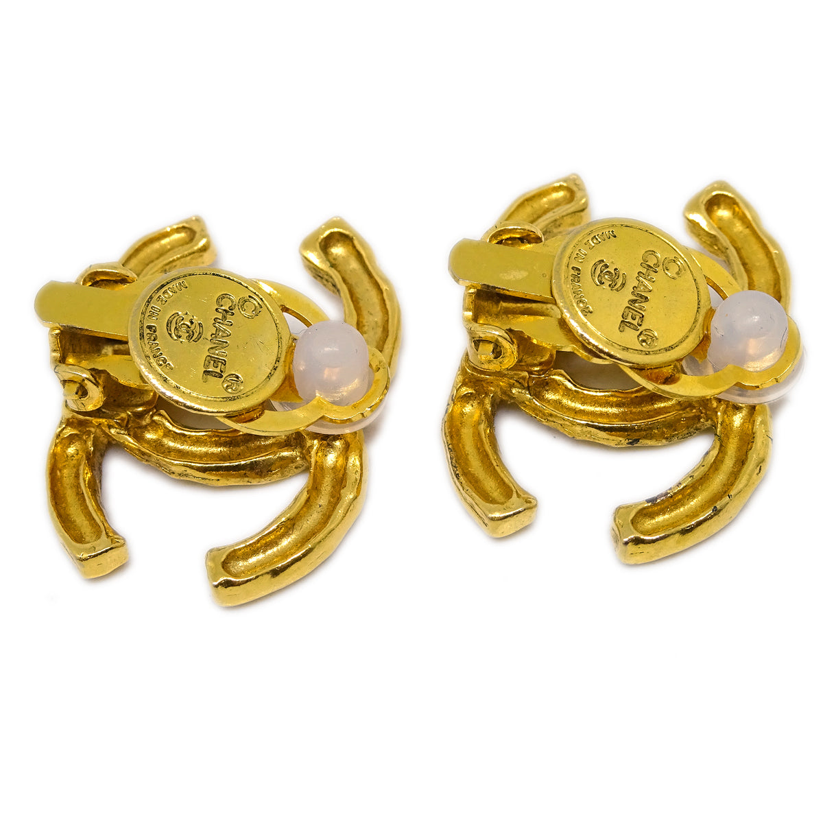 Luxury Chanel Gold CC Earrings Clip-On