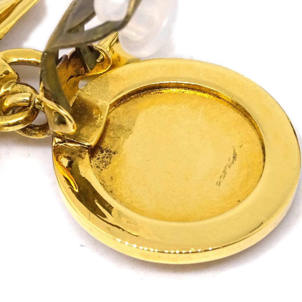 Luxury Chanel Mirror Earrings Clip-On Gold