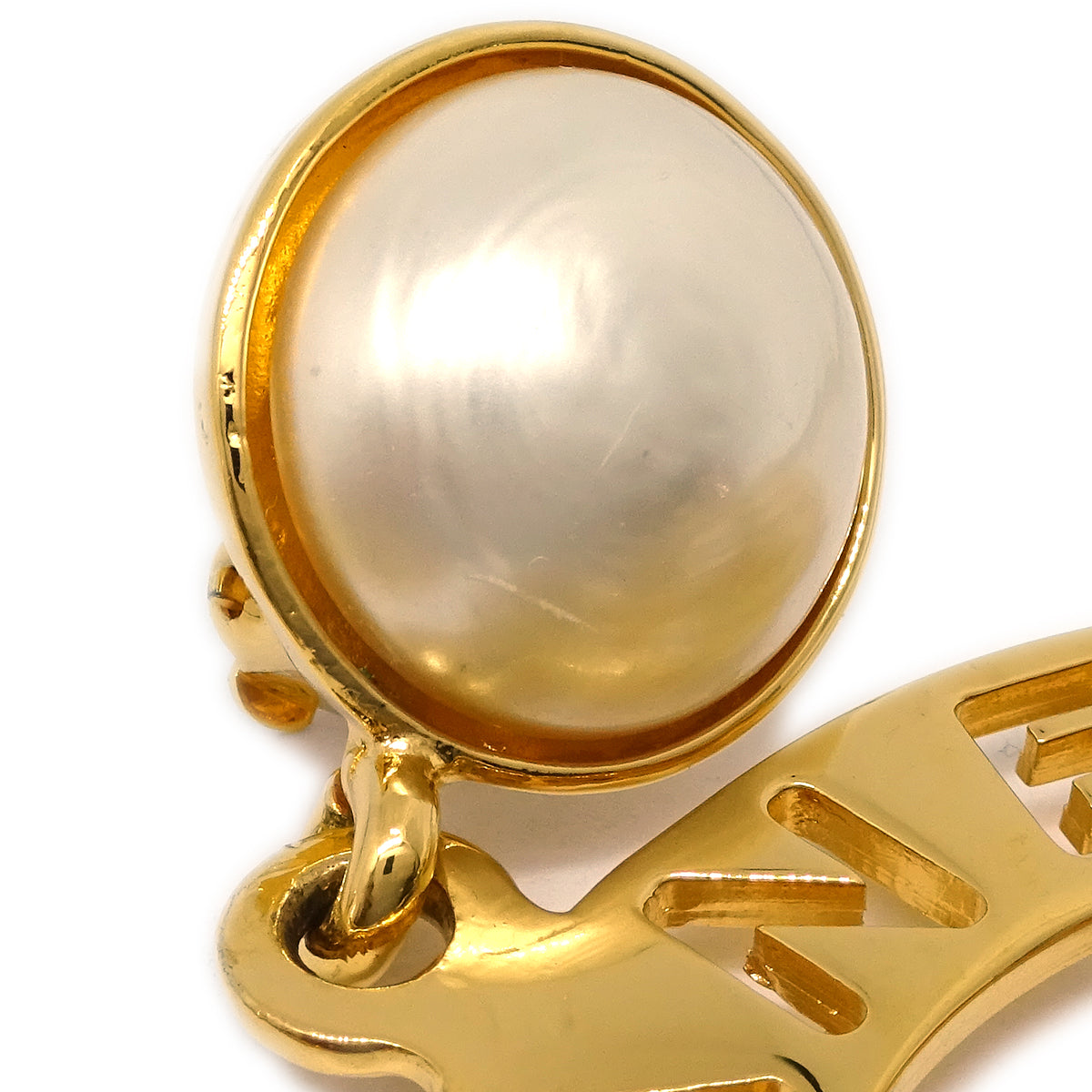 Luxury Chanel Hoop Gold Costume Pearl Clip-On Earrings