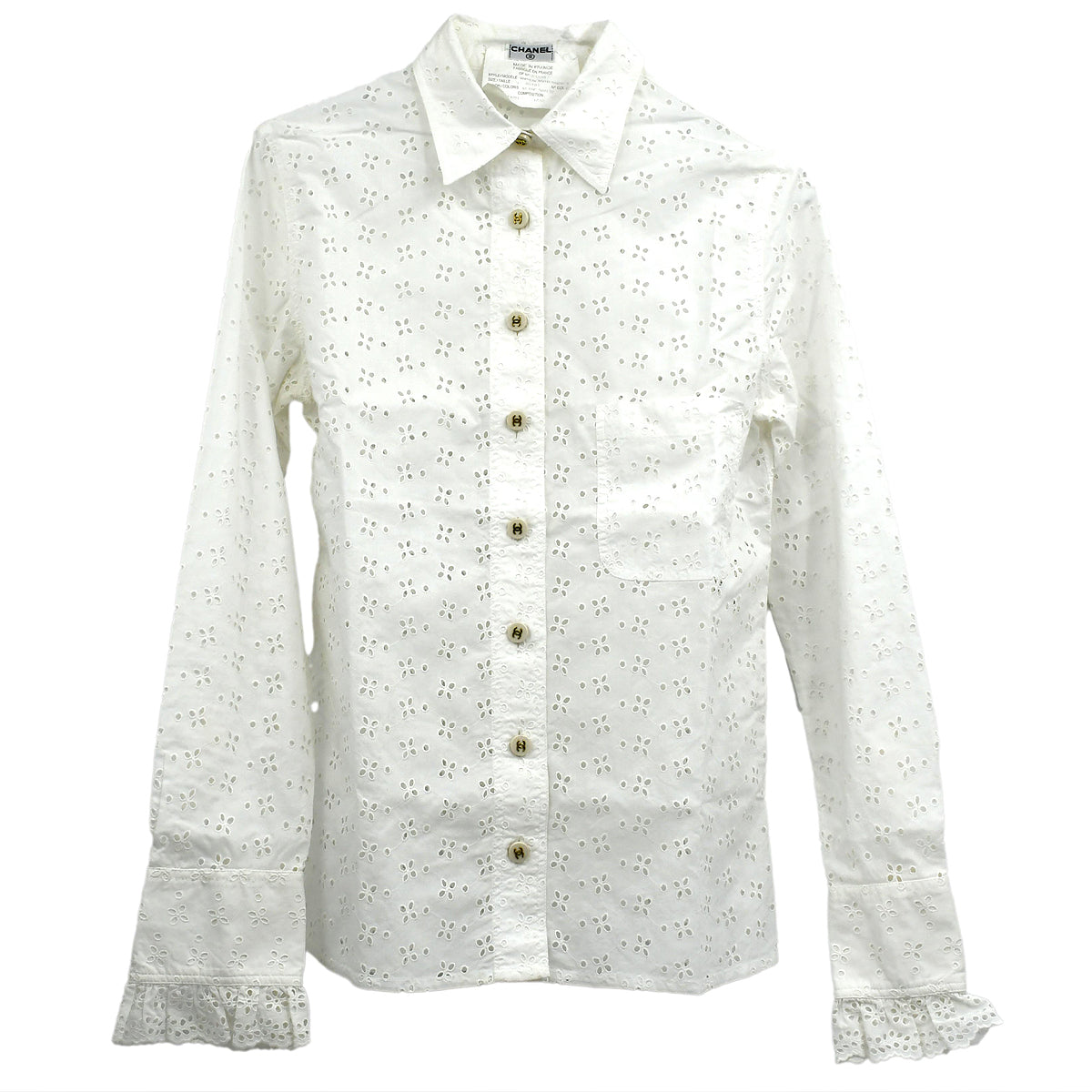 Luxury Chanel Shirt Blouse White #36