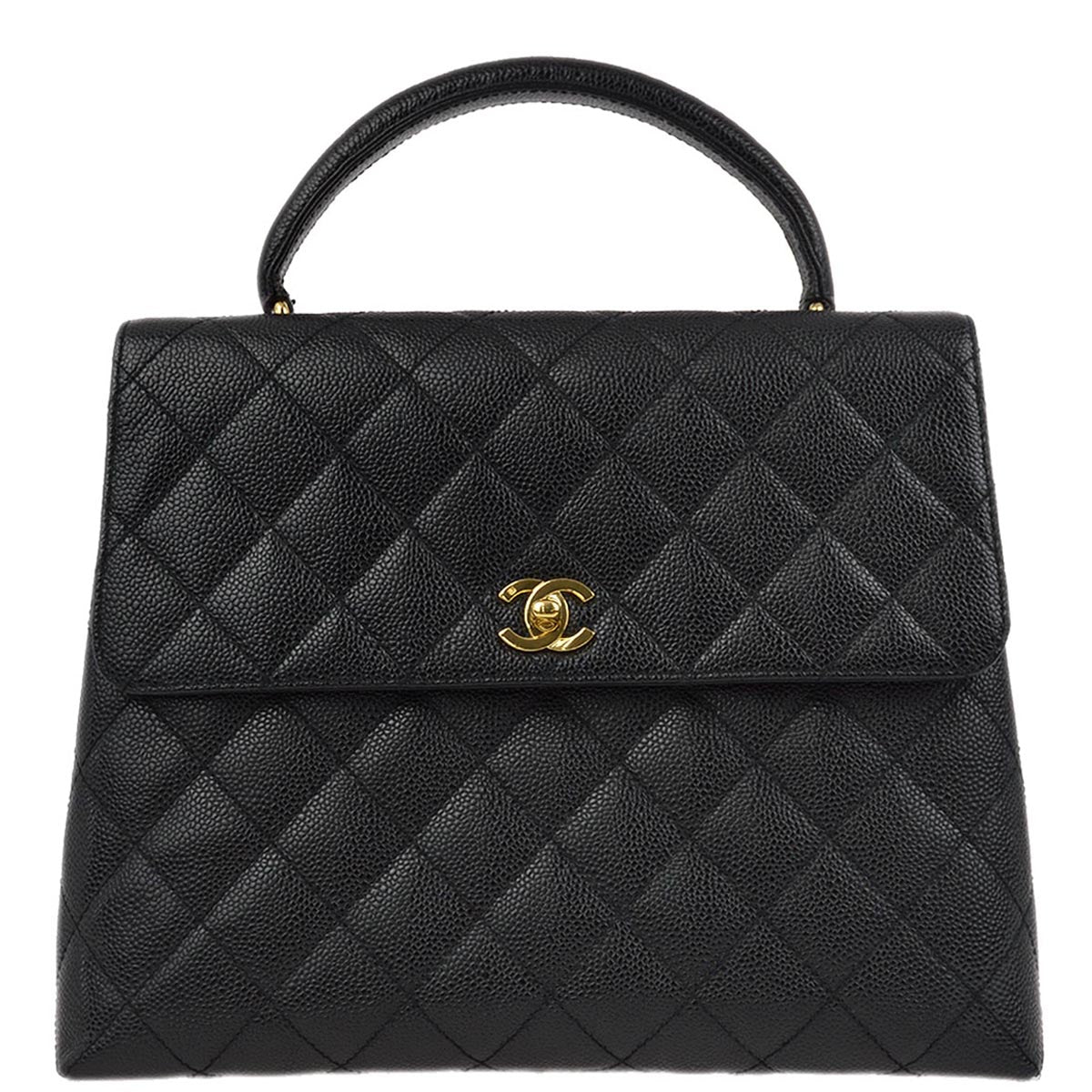 Luxury Chanel 2001-2003 Black Caviar Kelly Handbag