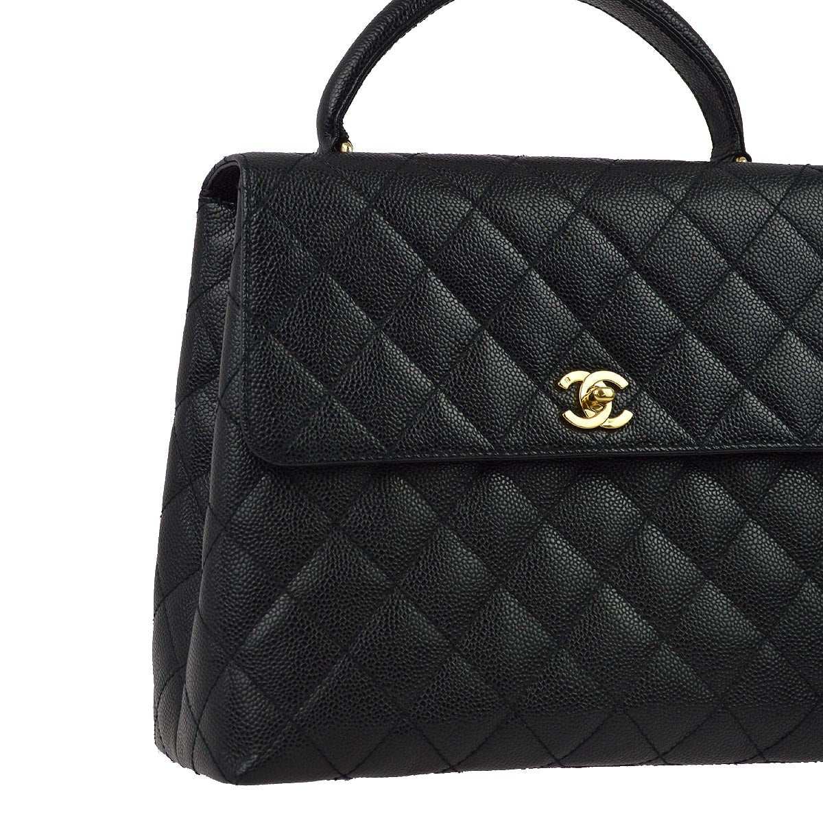Luxury Chanel 2001-2003 Black Caviar Kelly Handbag
