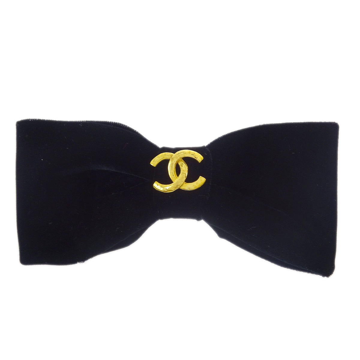 Luxury Chanel Bow Velvet Hair Barrette Black 22