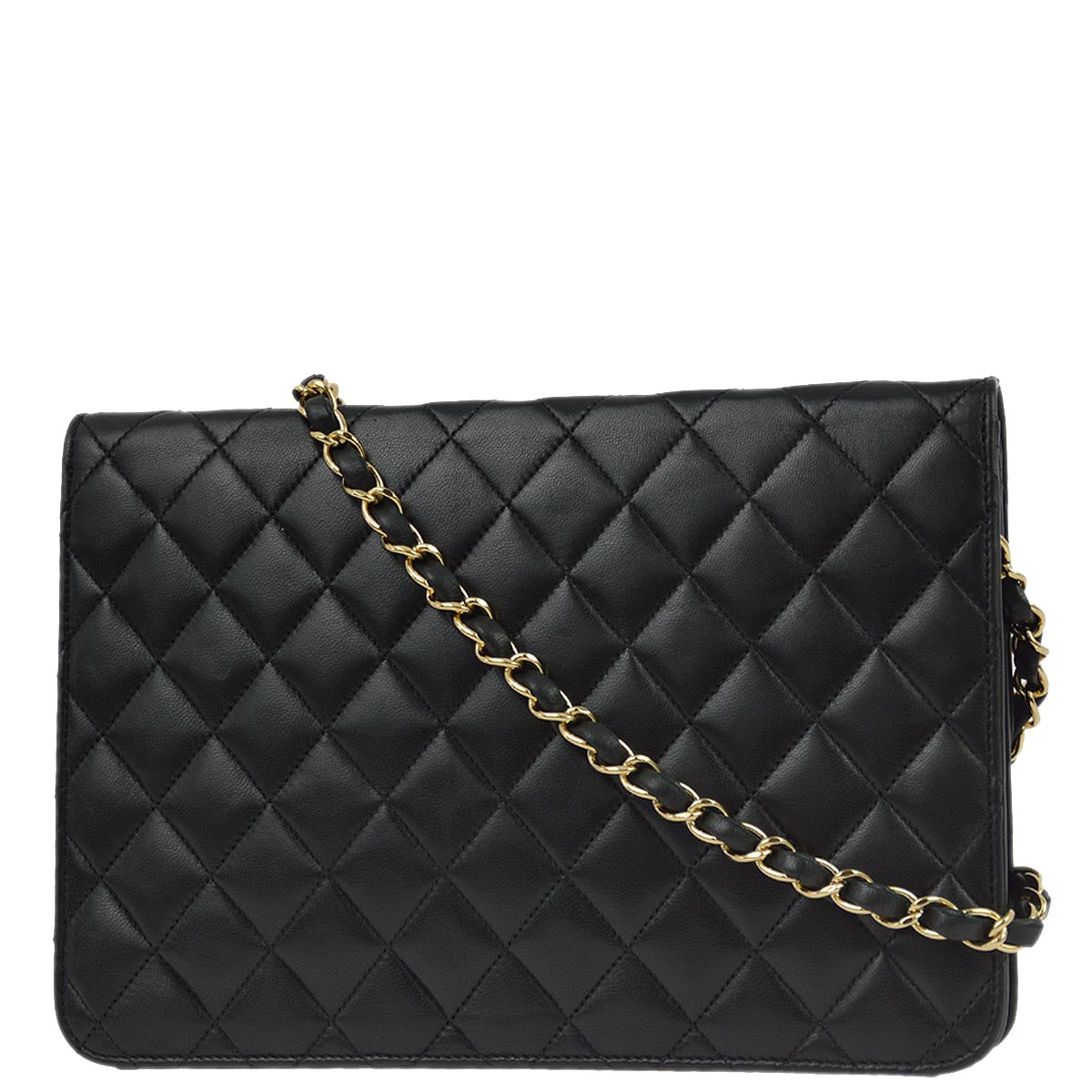 Luxury Chanel 2008-2009 Black Lambskin Turnlock Medium Half Flap Shoulder Bag