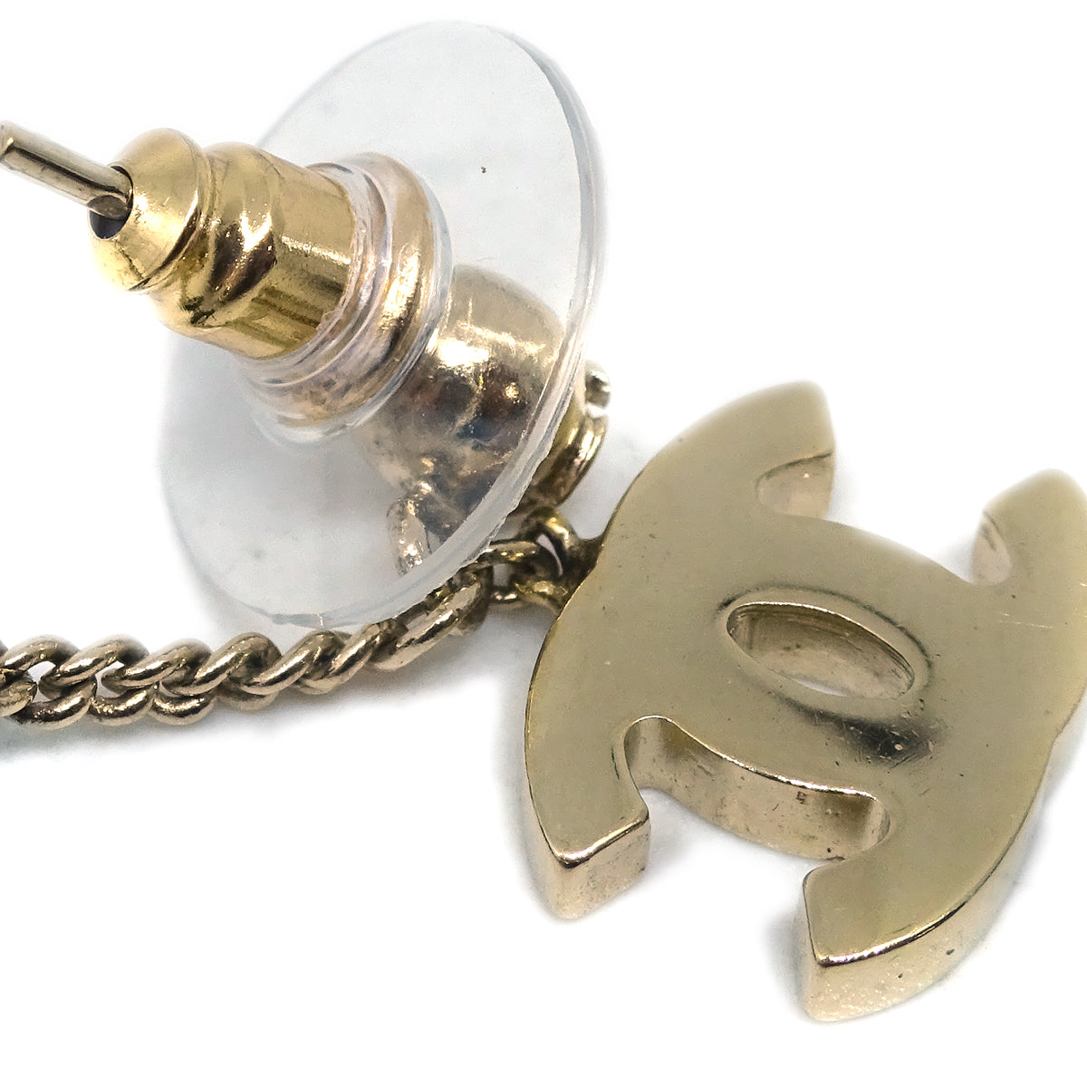 Luxury Chanel Lipstick Dangle Piercing Earrings Rhinestone Gold 04A