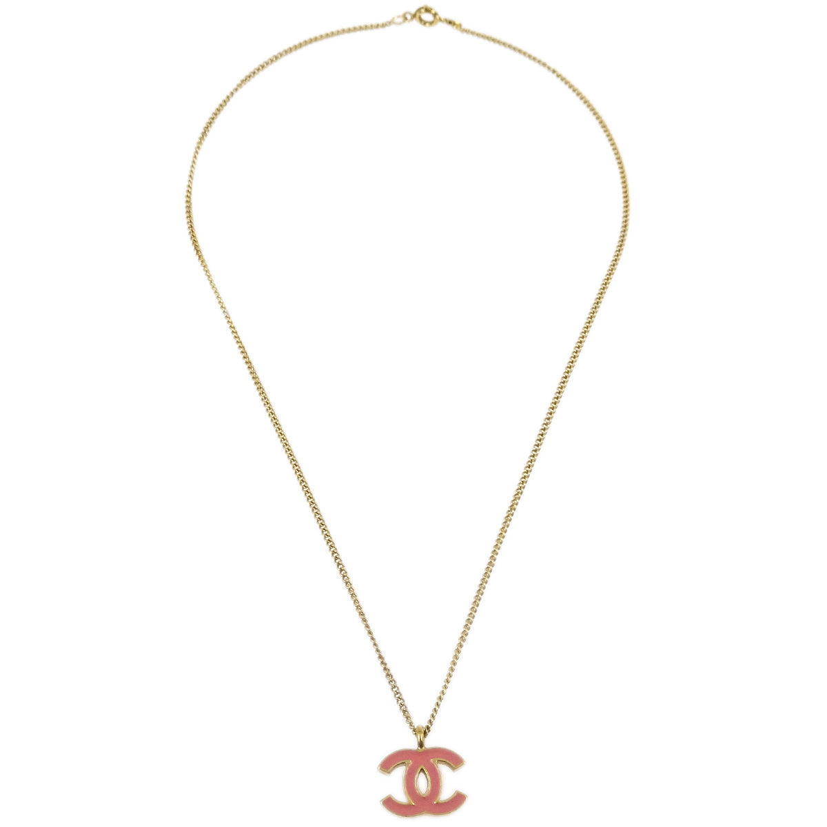 Luxury Chanel Pink CC Pendant Necklace 01A