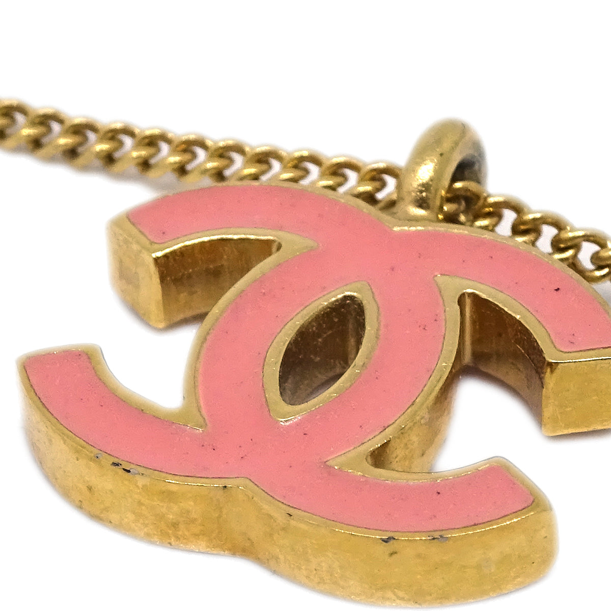 Luxury Chanel Pink CC Pendant Necklace 01A