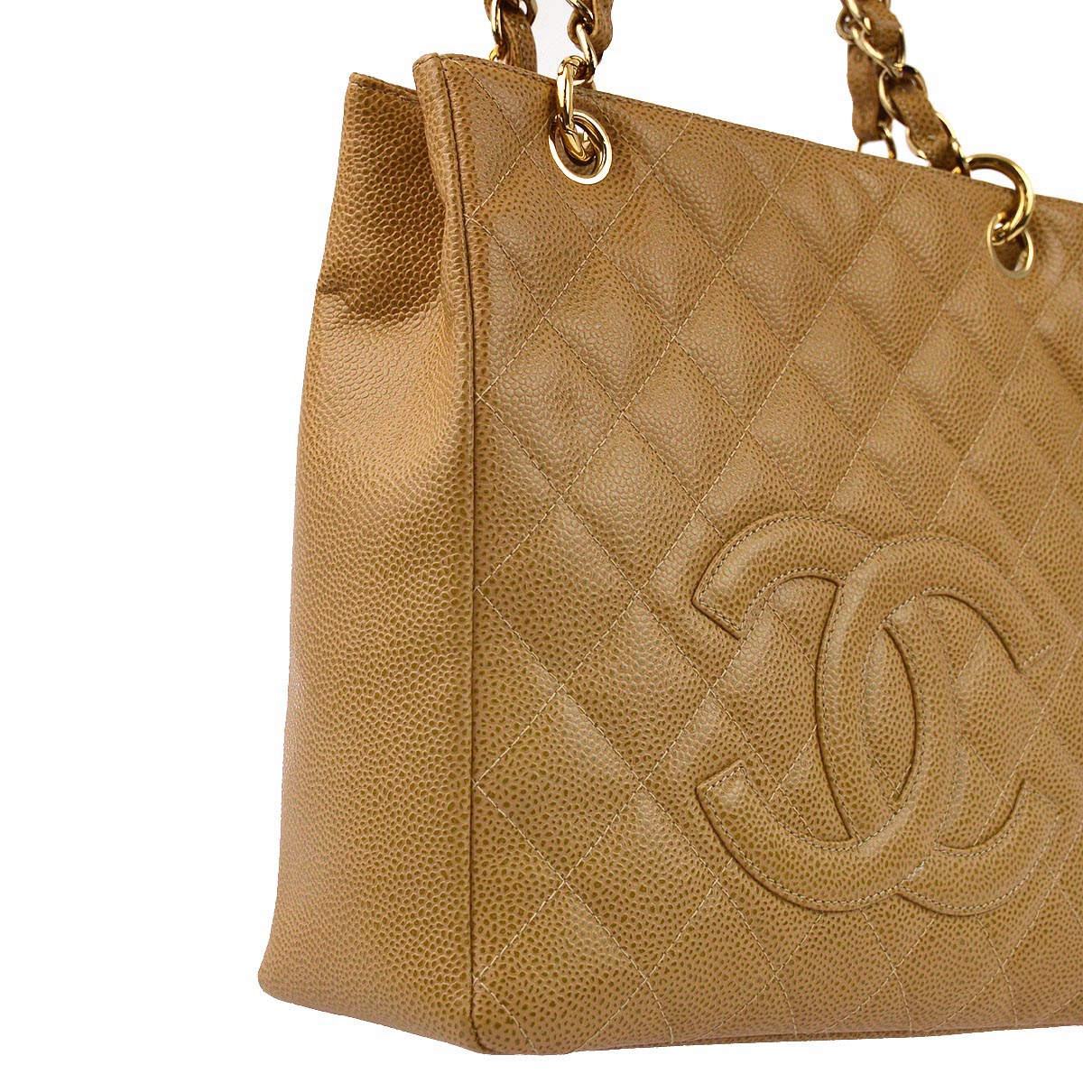 Luxury Chanel 2003-2004 Beige Caviar Petite Shopping Tote PST Handbag