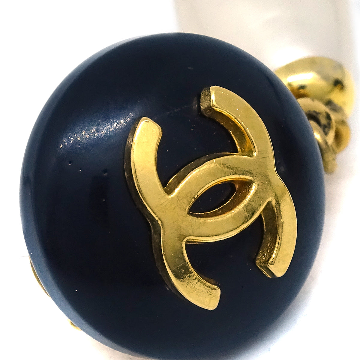 Luxury Chanel Artificial Pearl Dangle Earrings Clip-On Gold 95A