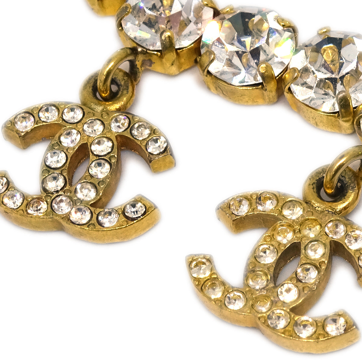 Luxury Chanel Rhinestone Bracelet Gold 96P