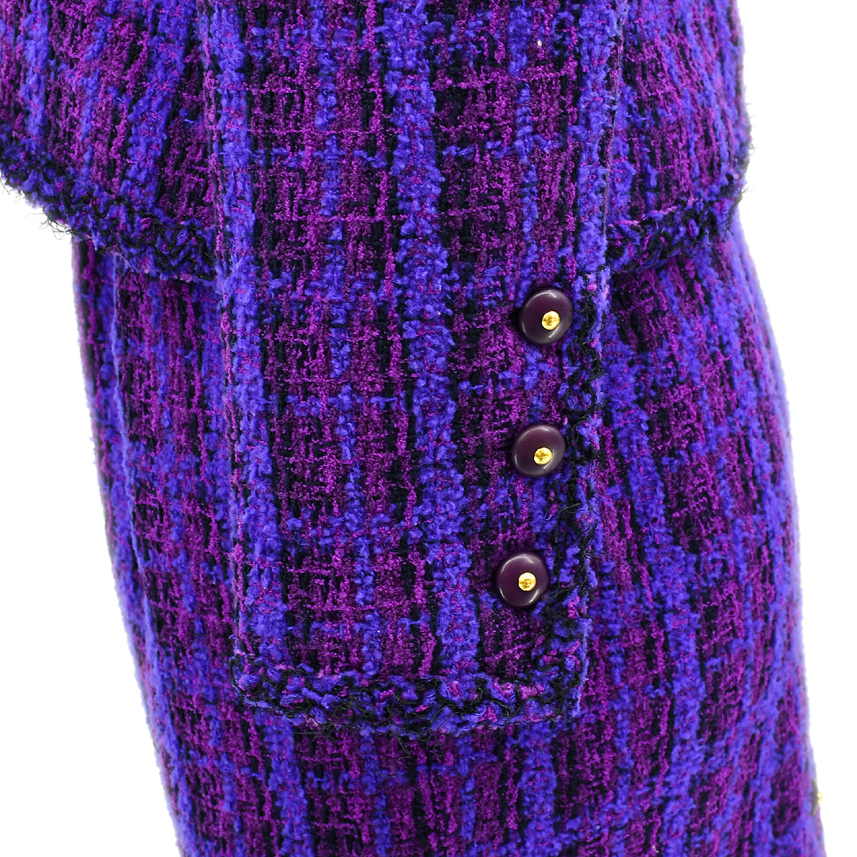 Luxury Chanel Setup Suit Jacket Skirt Purple 95A #40