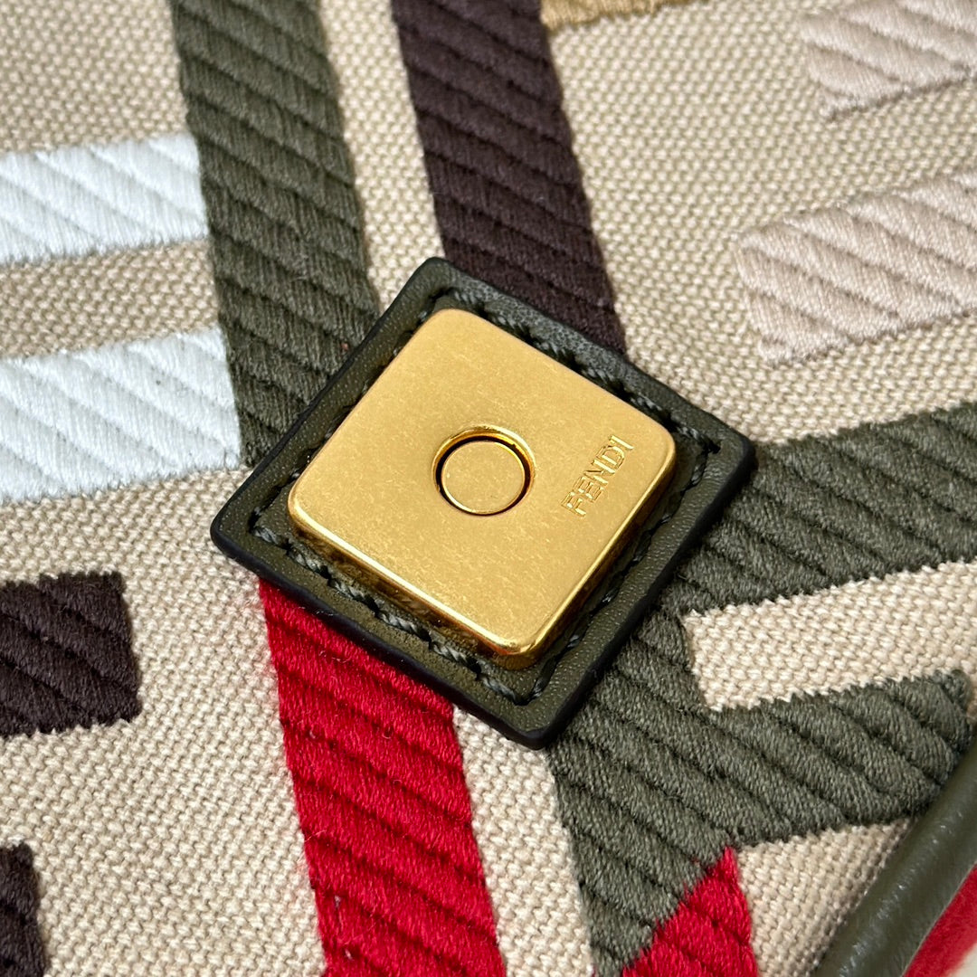 Luxury FendiBAGUETTE CANVAS 19 BAG WITH MULTICOLOUR FF EMBROIDERY GOLD HARDWARE