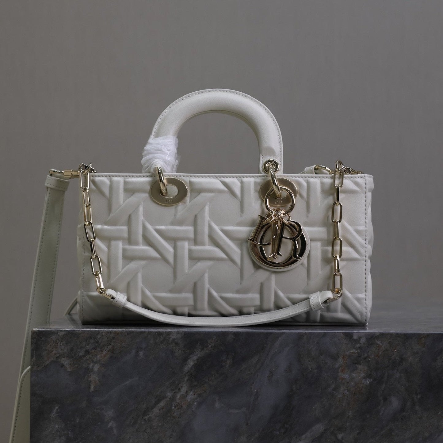 Luxury DiorLady D-Joy Bag 26 White Graphic Lambskin
