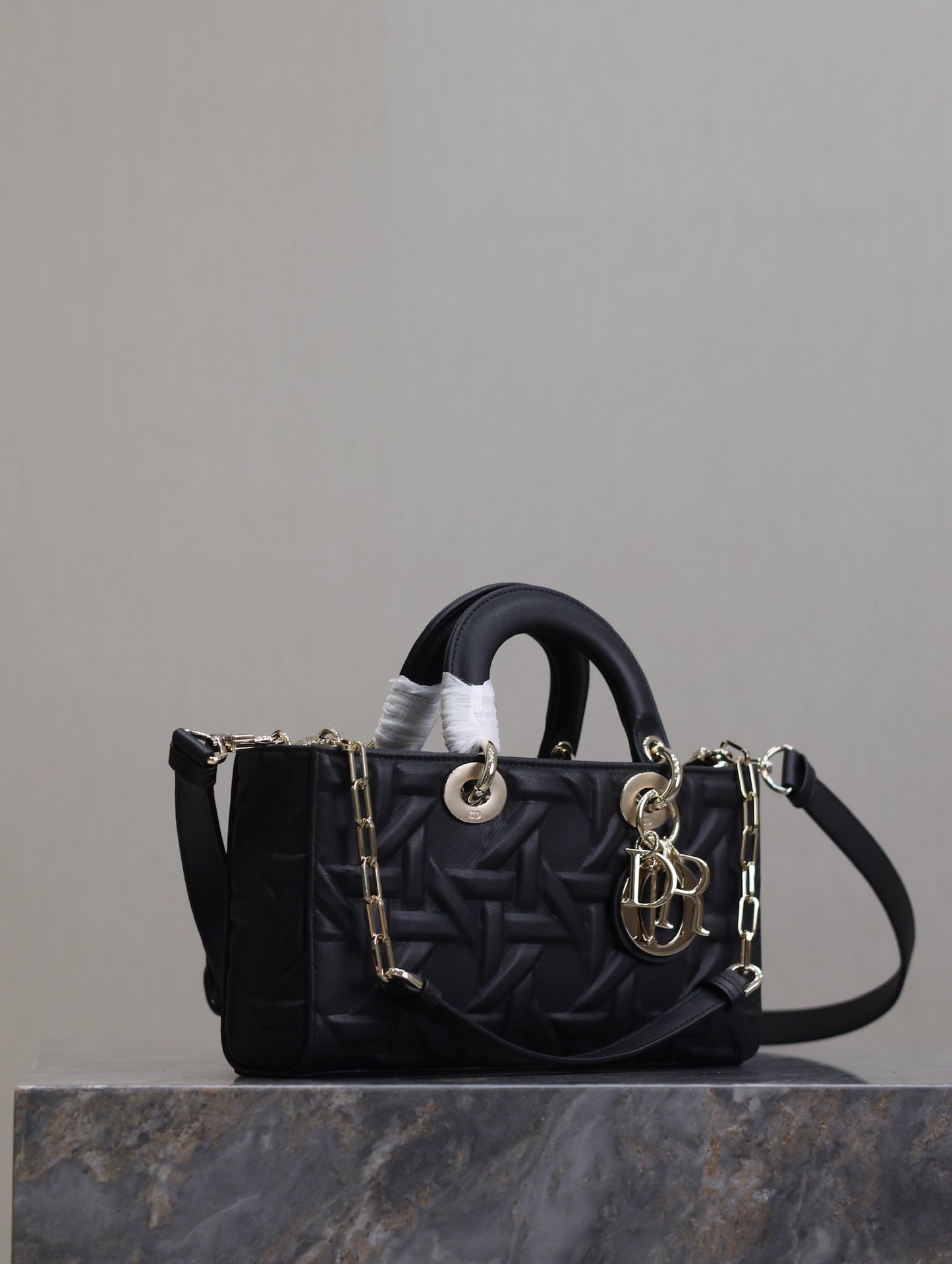Luxury DiorLady D-Joy Bag 26 Black Graphic Lambskin