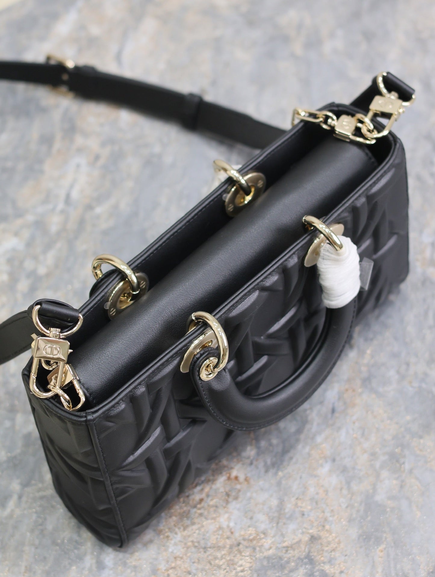 Luxury DiorLady D-Joy Bag 26 Black Graphic Lambskin