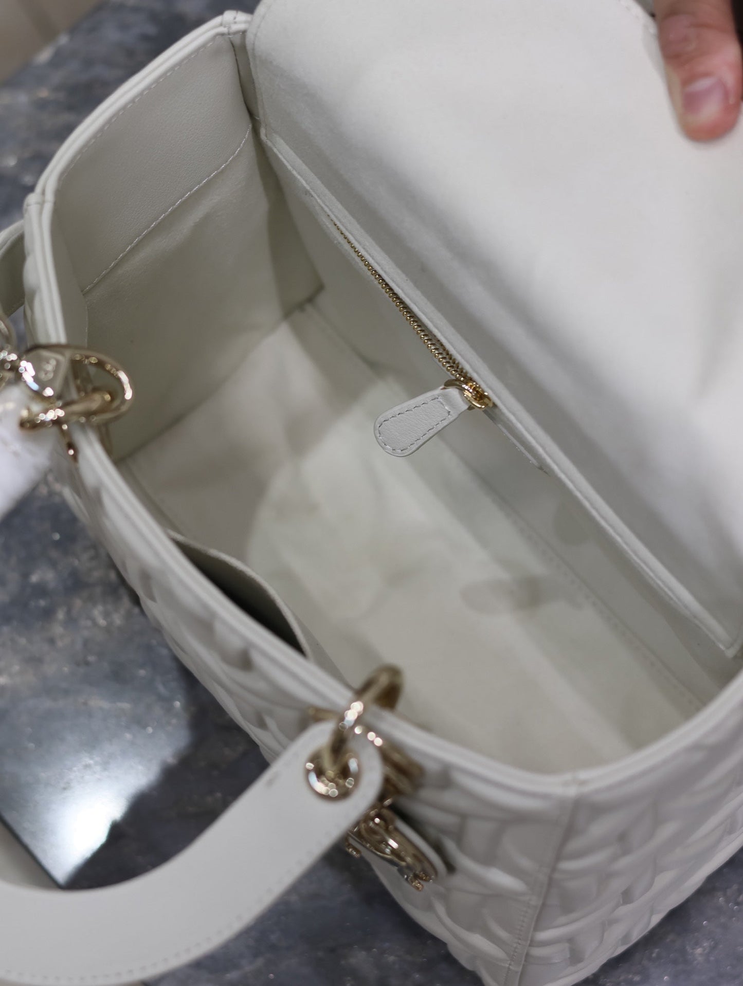 Luxury DiorLady Bag 20cm White Graphic Lambskin